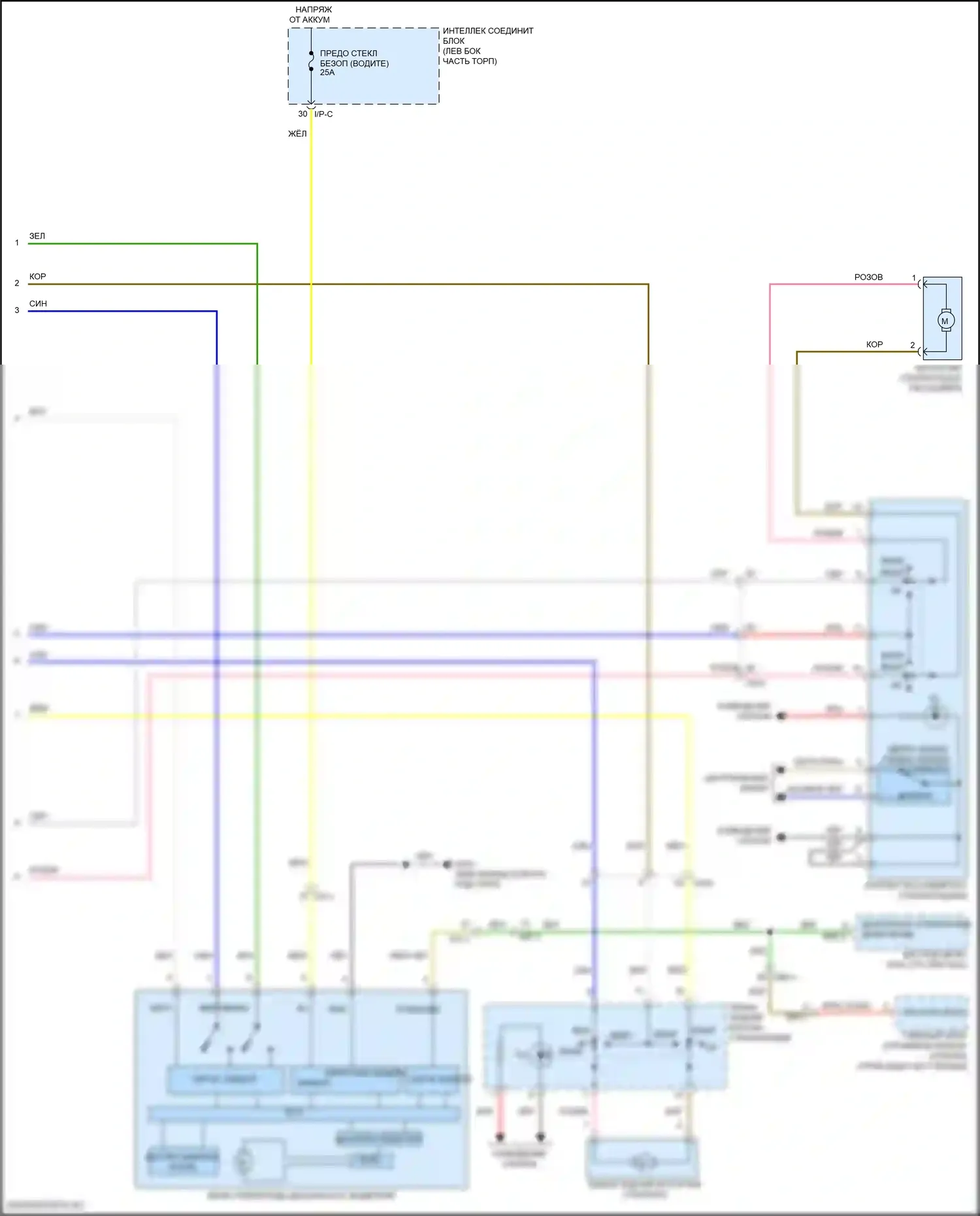 Sportage Kia V (2021-2024): Электросхема стеклоподъемников, с автоматическим включением/выключением драйвера и стеклоподъемниками безопасности (2 из 2) 