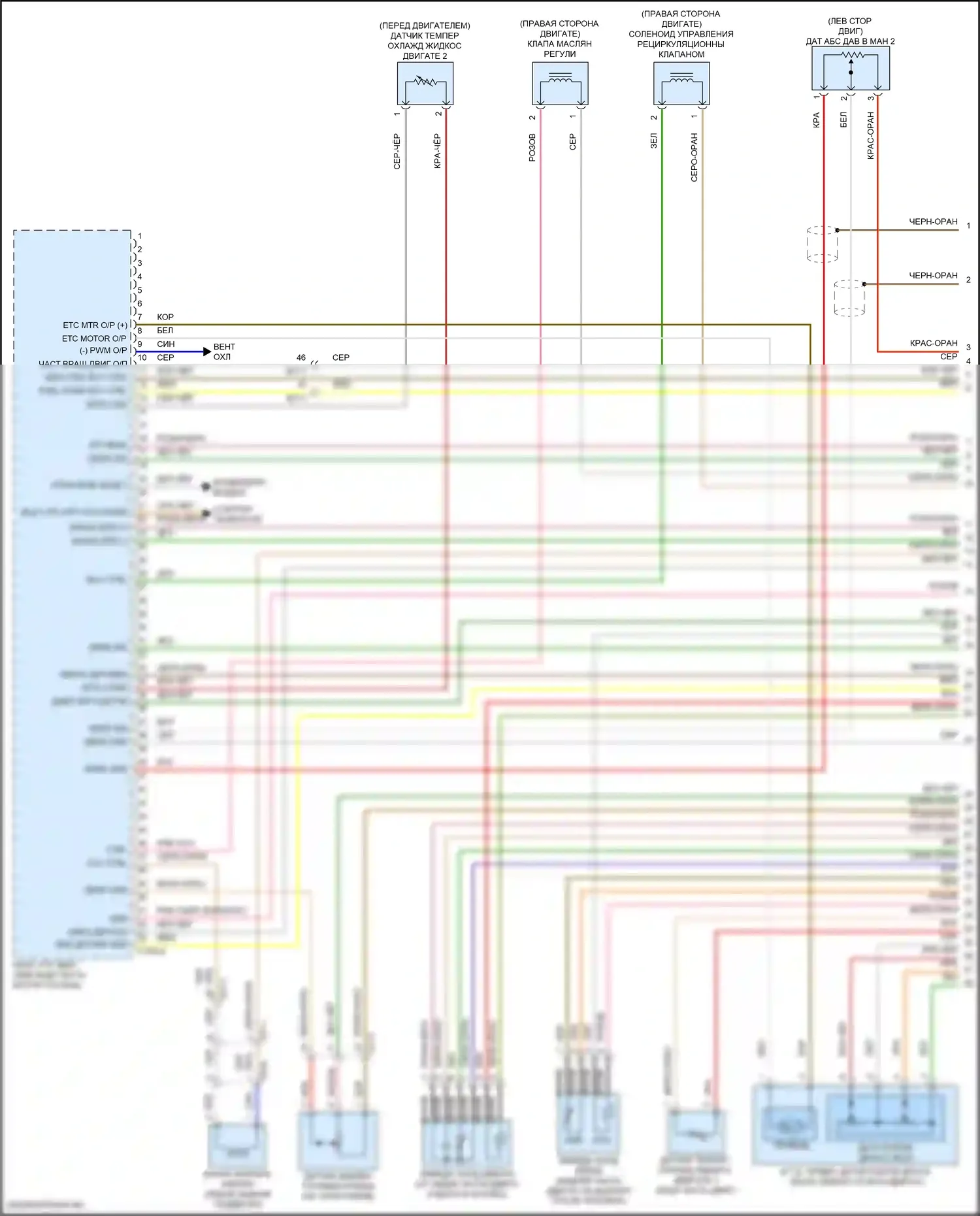 Stinger Kia I рестайлинг (2020-2024): Электросхема двигателя 2.5л турбо (1 из 6) 