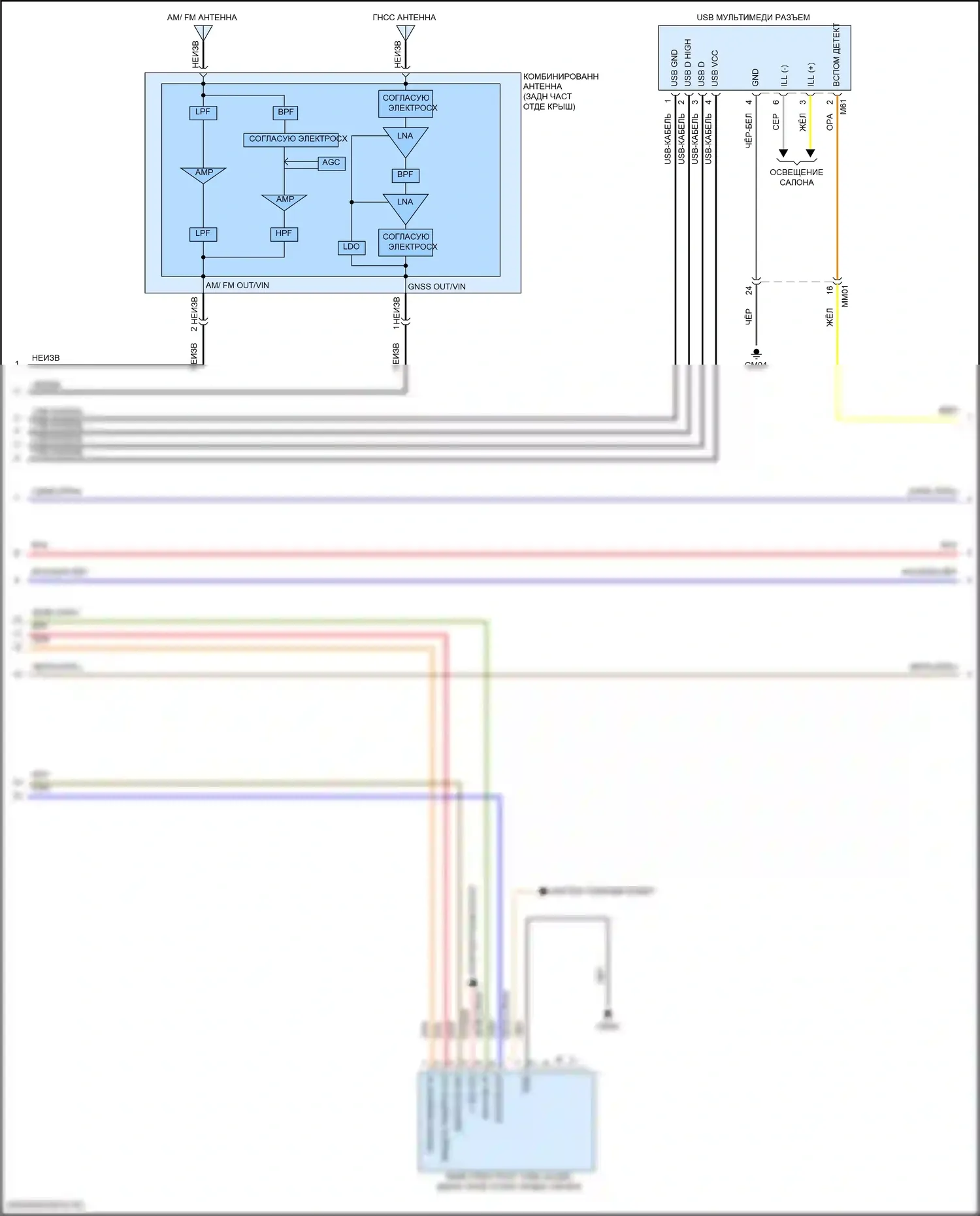 Stinger Kia I рестайлинг (2020-2024): Электросхема магнитолы, без навигации, с усилителем премиум-класса (2 из 4) 