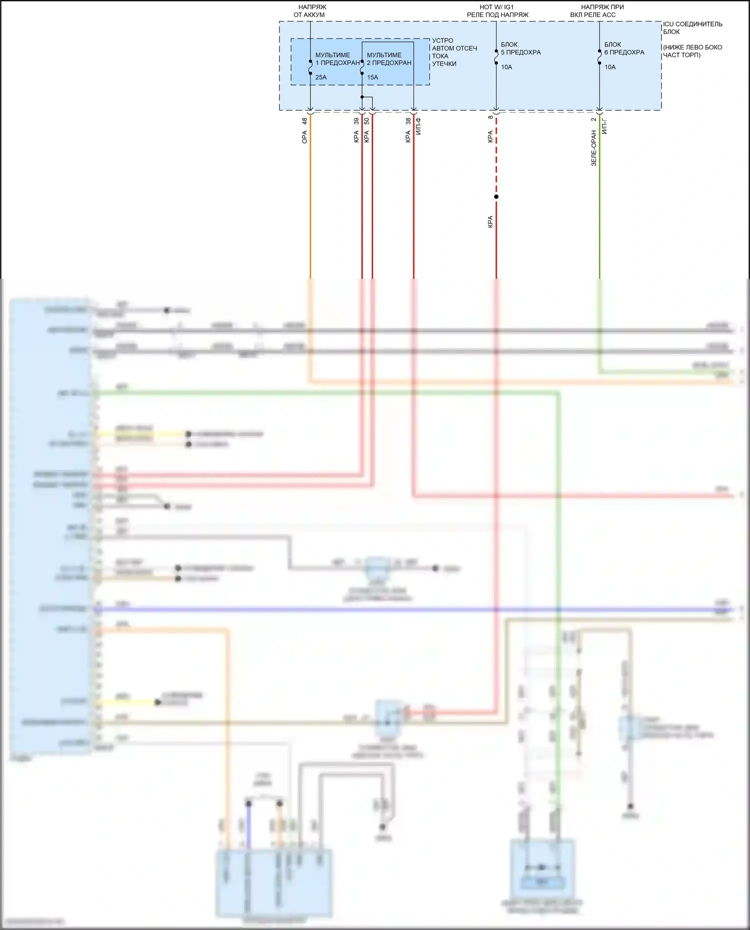 Stinger Kia I рестайлинг (2020-2024): Электросхема радиопровода, без навигации и усилителя (1 из 3) 