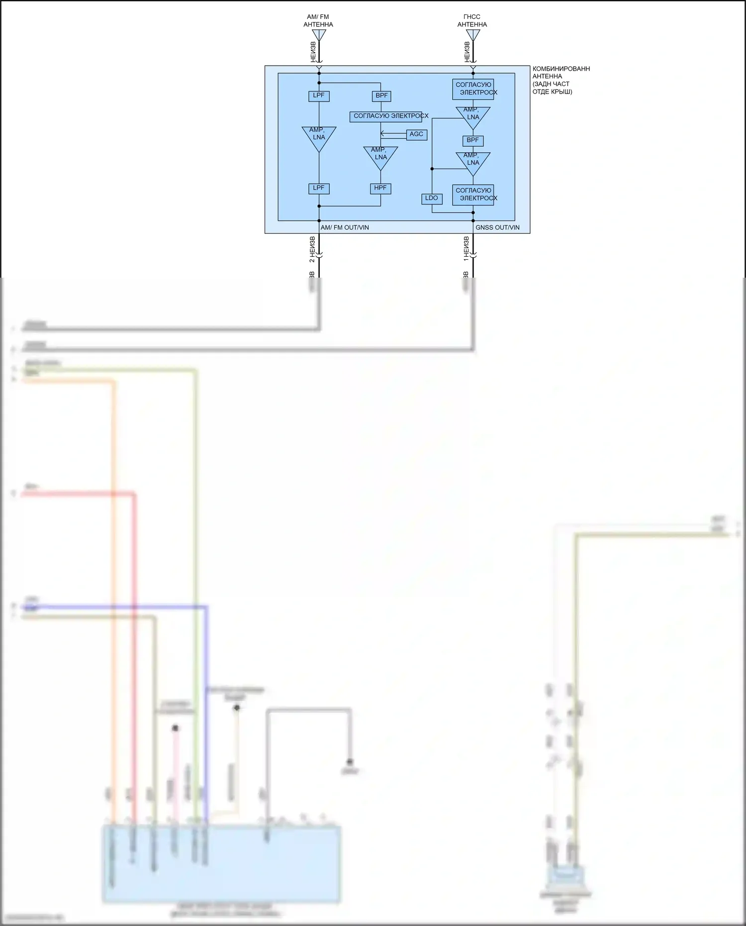 Stinger Kia I рестайлинг (2020-2024): Электросхема радиосистемы, без навигации и усилителя (2 из 3) 