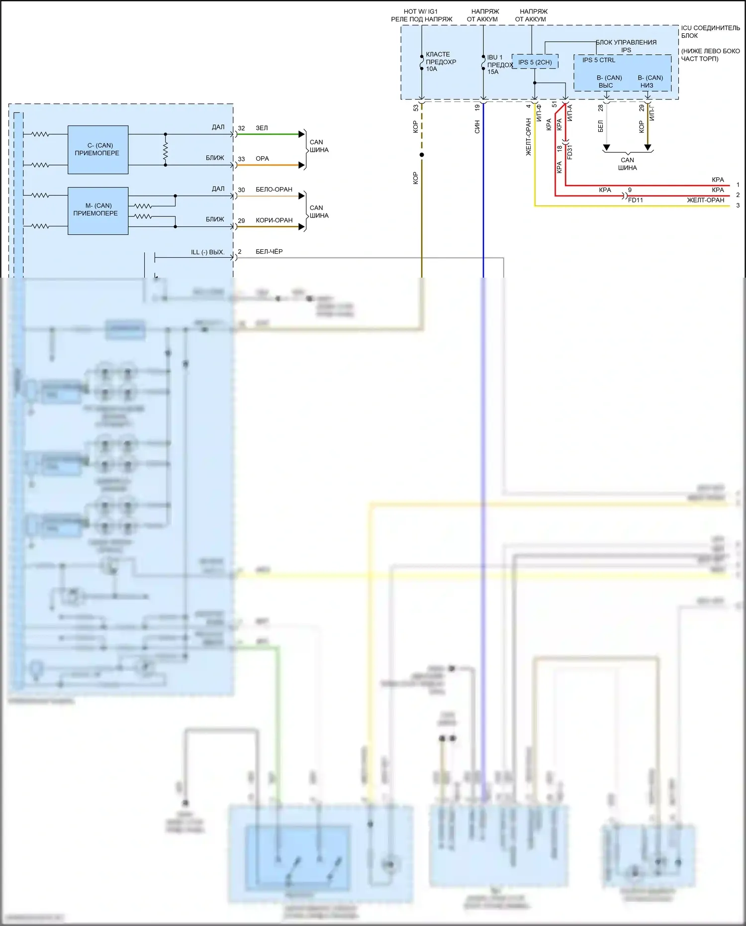 Stinger Kia I рестайлинг (2020-2024): Электросхема подсветки приборной панели (1 из 3) 