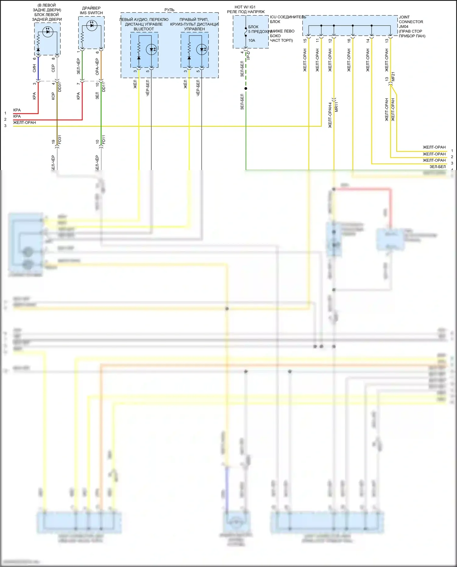 Stinger Kia I рестайлинг (2020-2024): Электросхема подсветки приборной панели (2 из 3) 