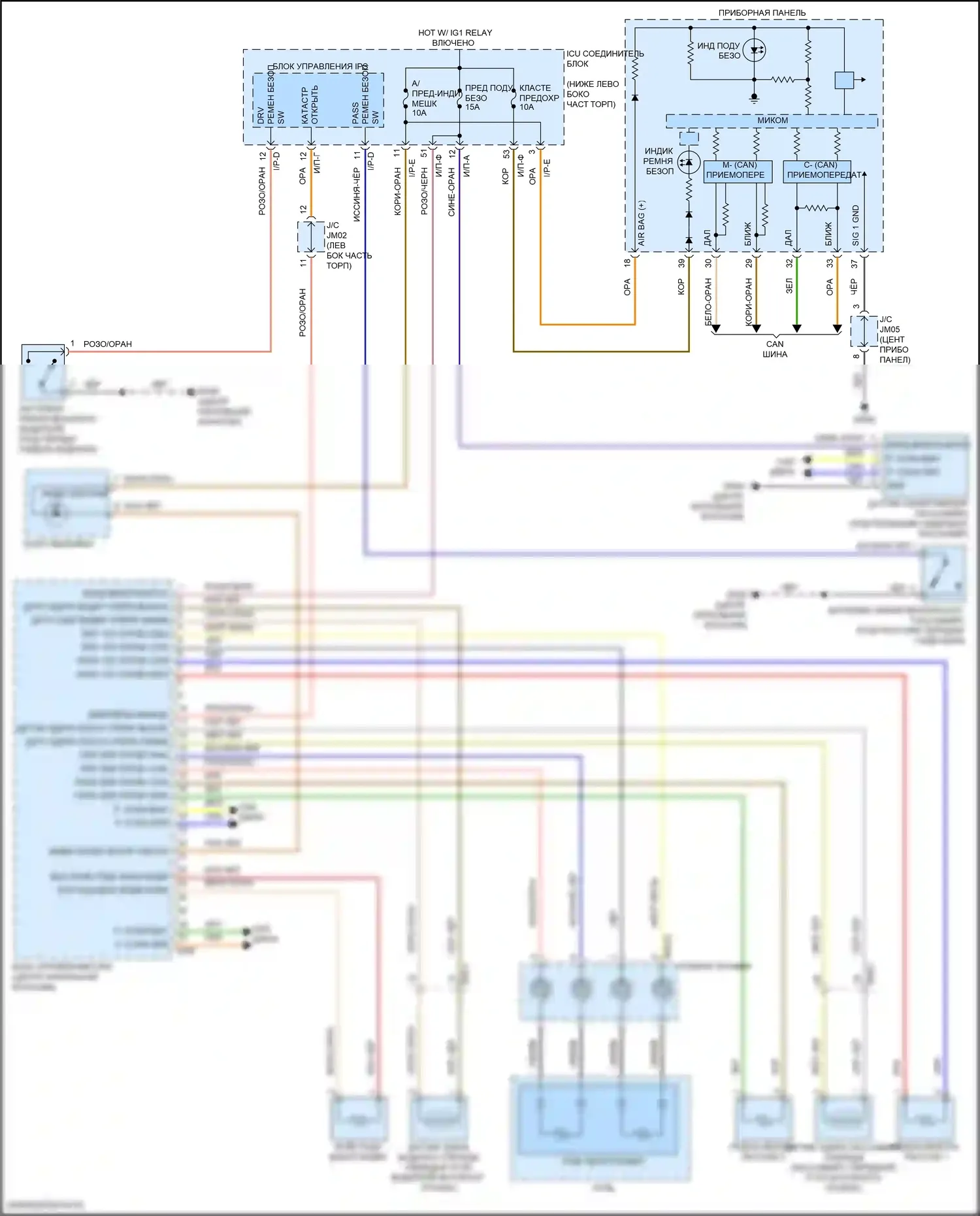 Stinger Kia I рестайлинг (2020-2024): Электросхема подушек безопасности (1 из 2) 