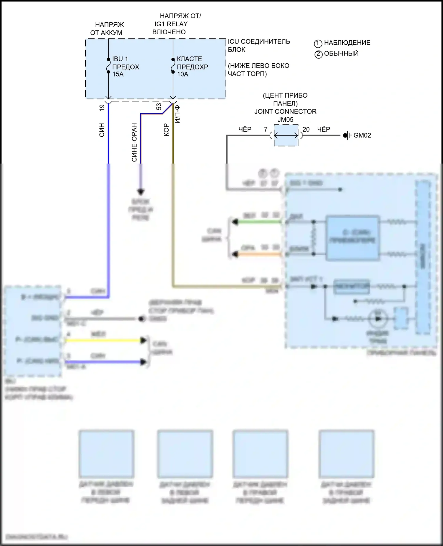 Stinger Kia I рестайлинг (2020-2024): Электросхема контроля давления в шинах 