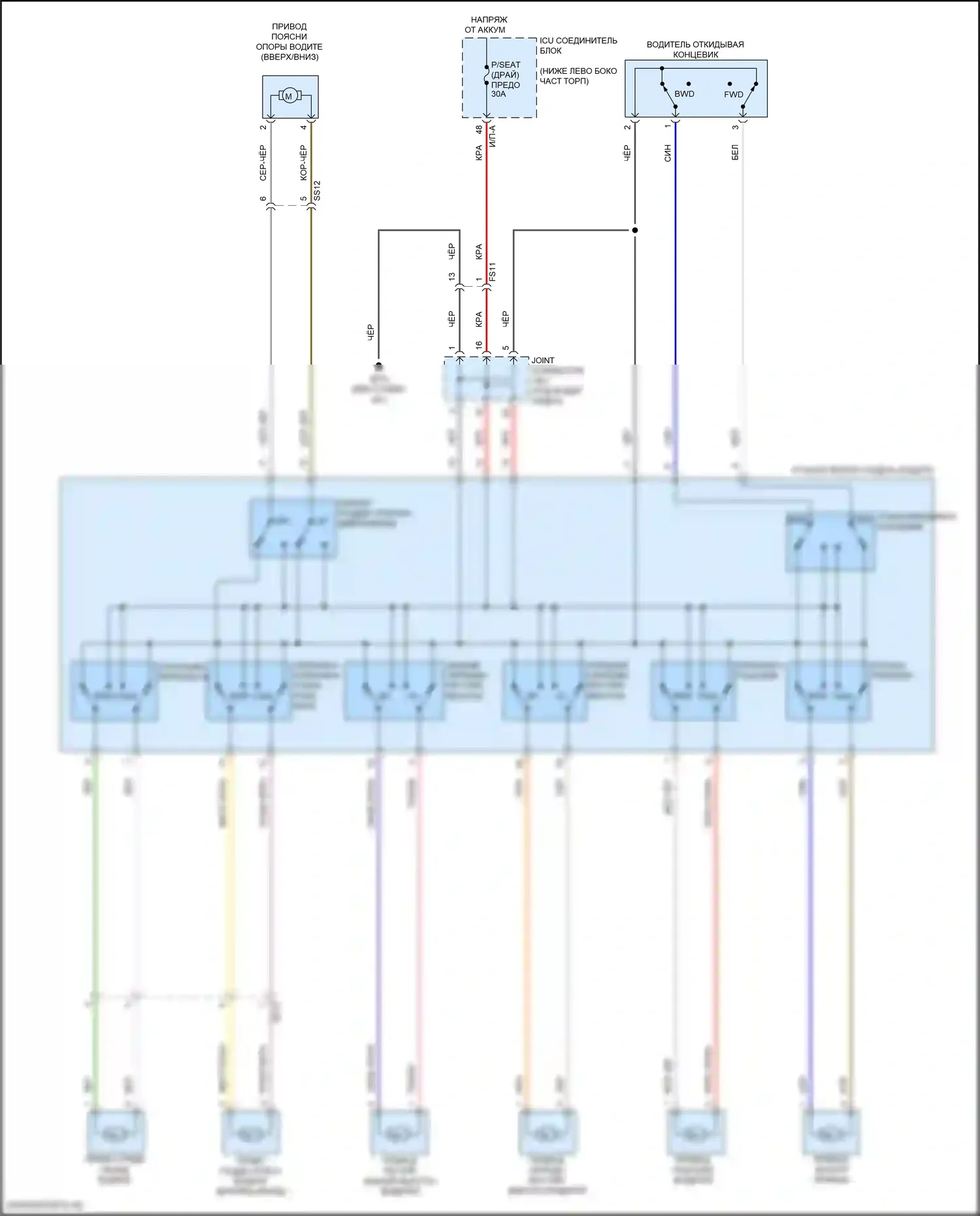 Stinger Kia I рестайлинг (2020-2024): Питание водительского сиденья электросхема 