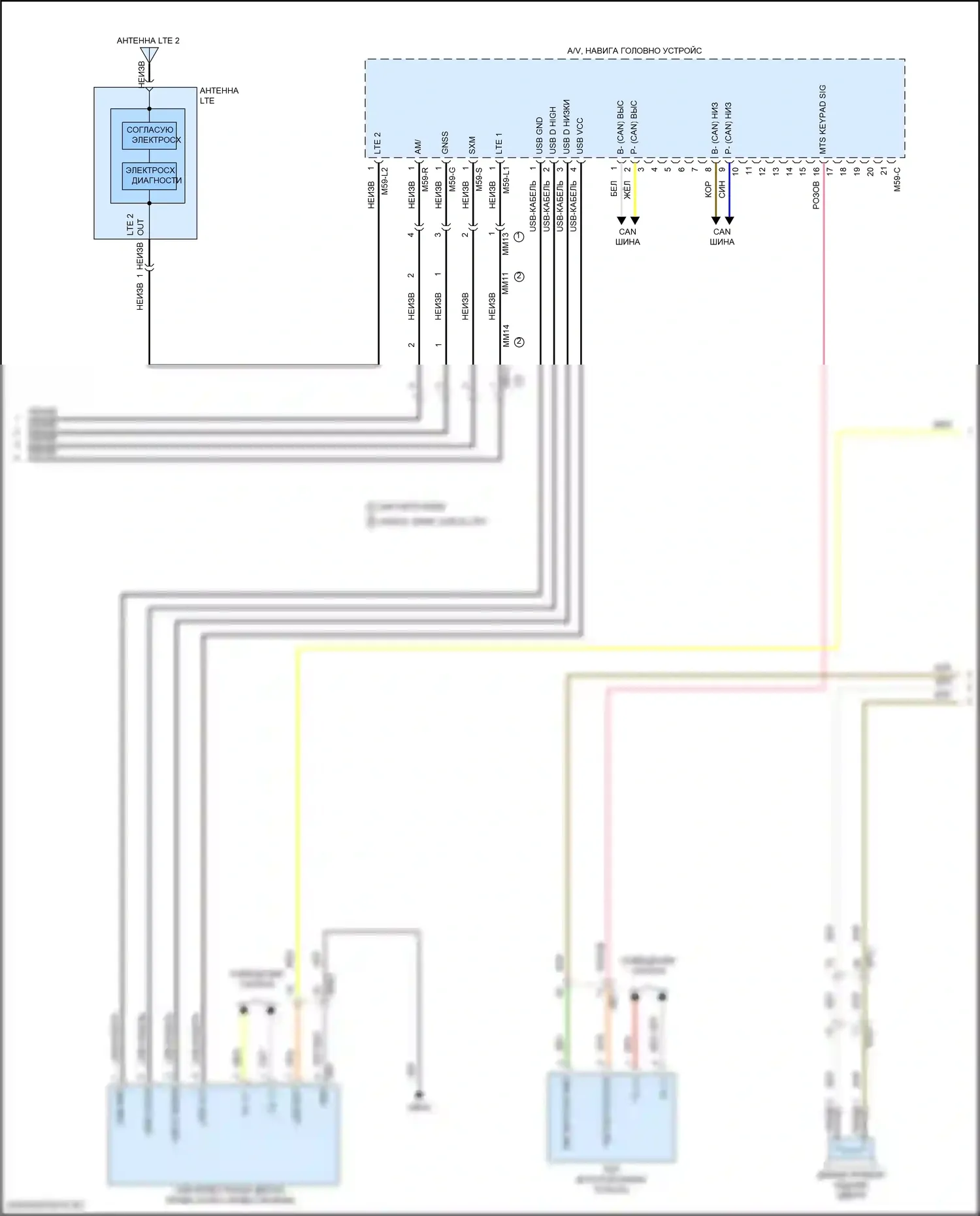 Stinger Kia I рестайлинг (2020-2024): Электросхема навигации, без усилителя (3 из 4) 