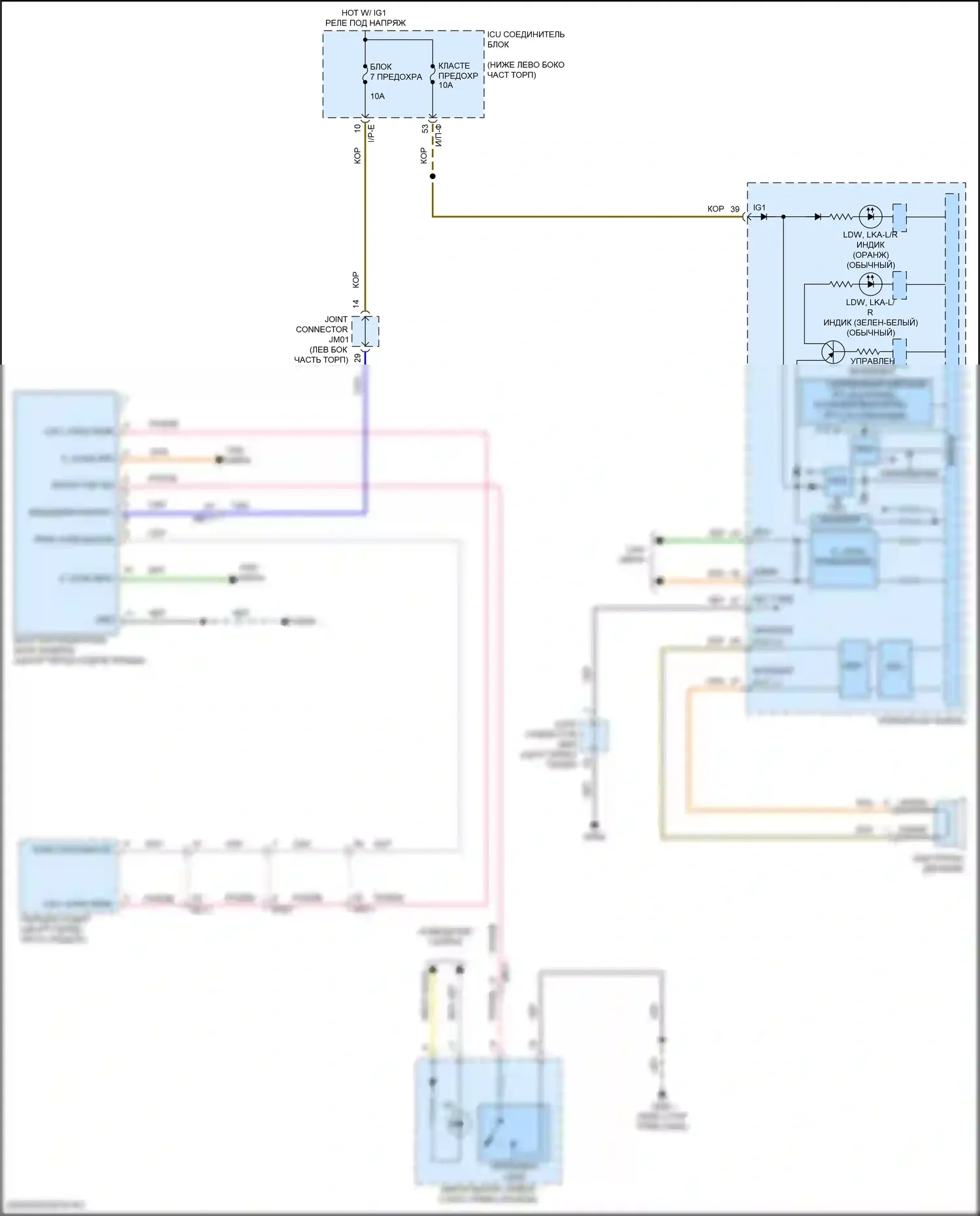Stinger Kia I рестайлинг (2020-2024): Электросхема сигнализации о выезде с полосы движения 
