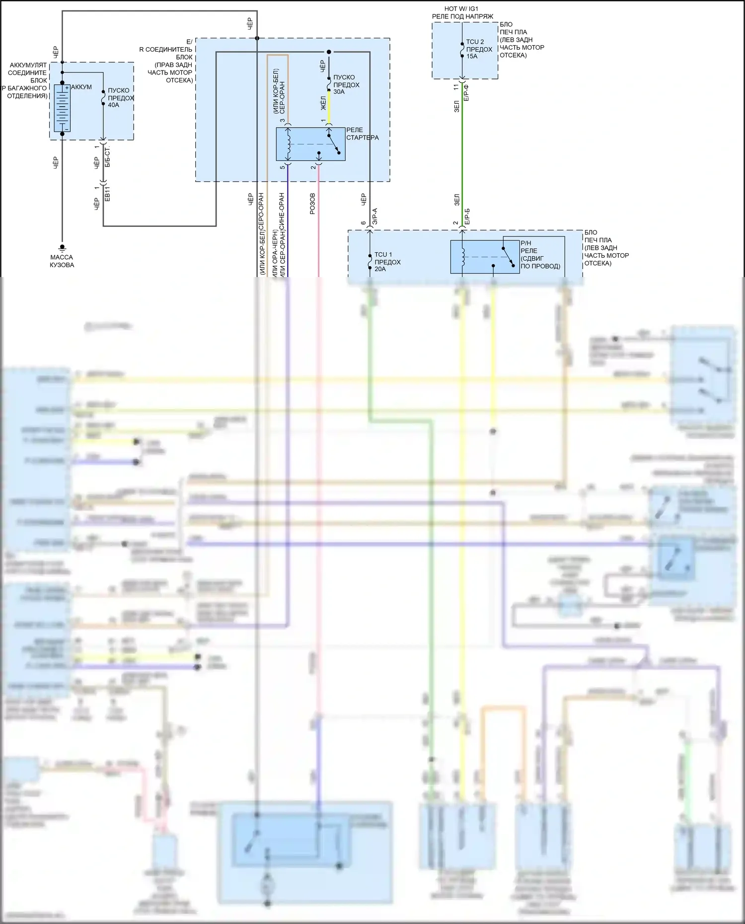 Stinger Kia I рестайлинг (2020-2024): Электросхема стартера 