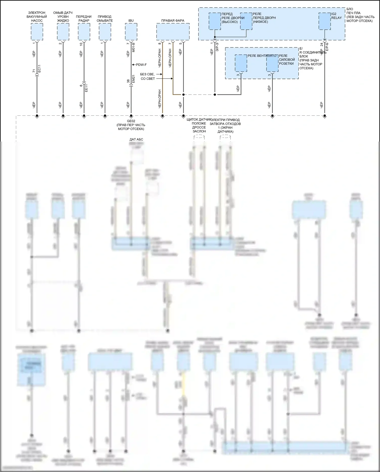 Stinger Kia I рестайлинг (2020-2024): Электросхема разводки массы (3 из 6) 