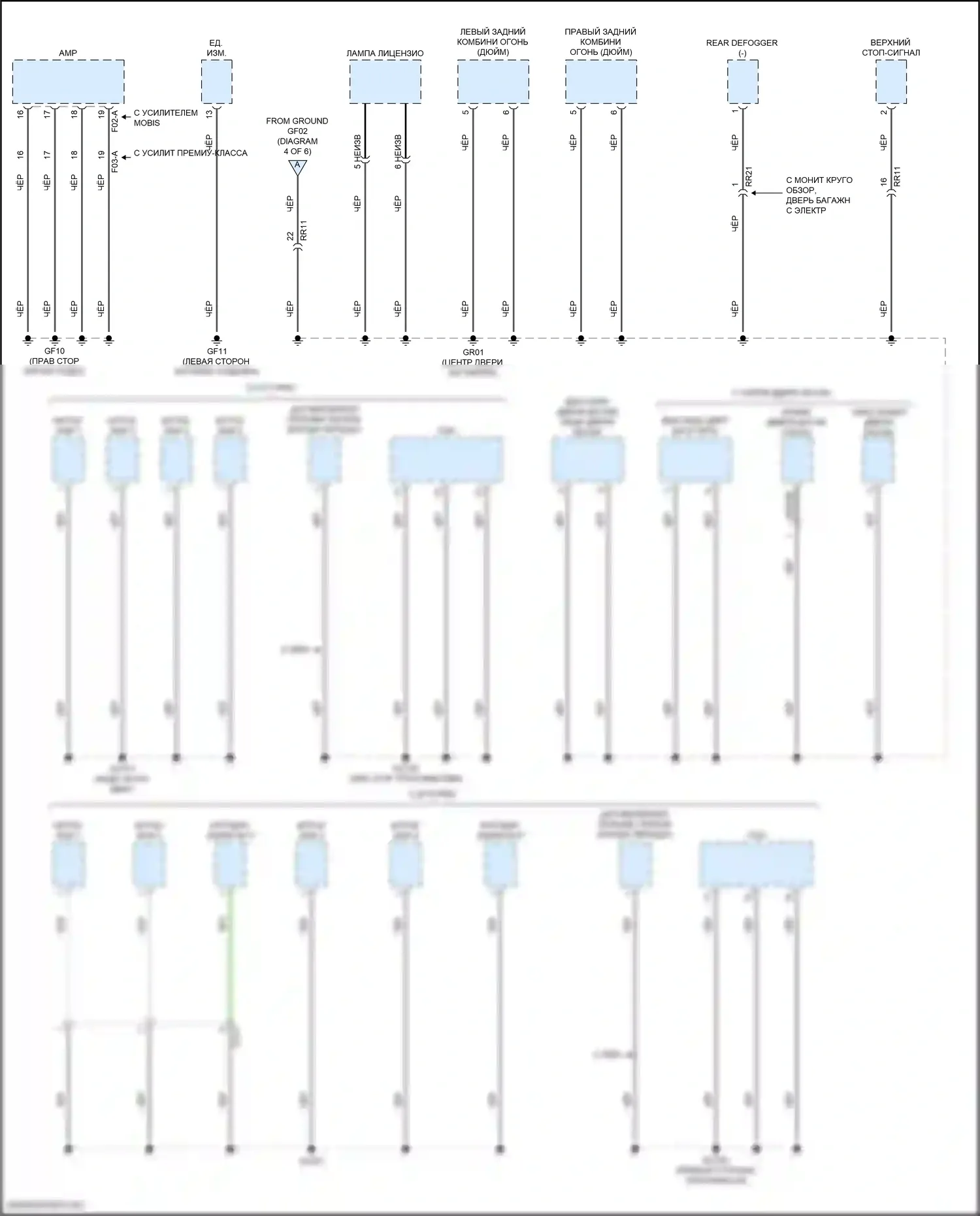 Stinger Kia I рестайлинг (2020-2024): Электросхема разводки массы (6 из 6) 
