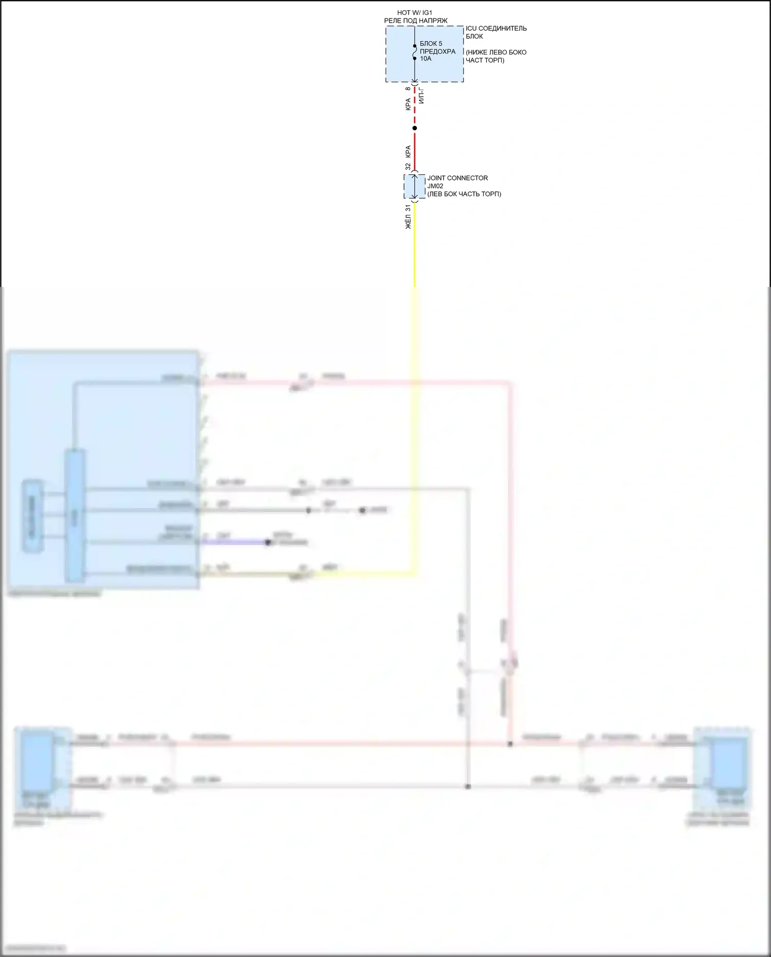 Stinger Kia I рестайлинг (2020-2024): Электросхема электрохромного зеркала 