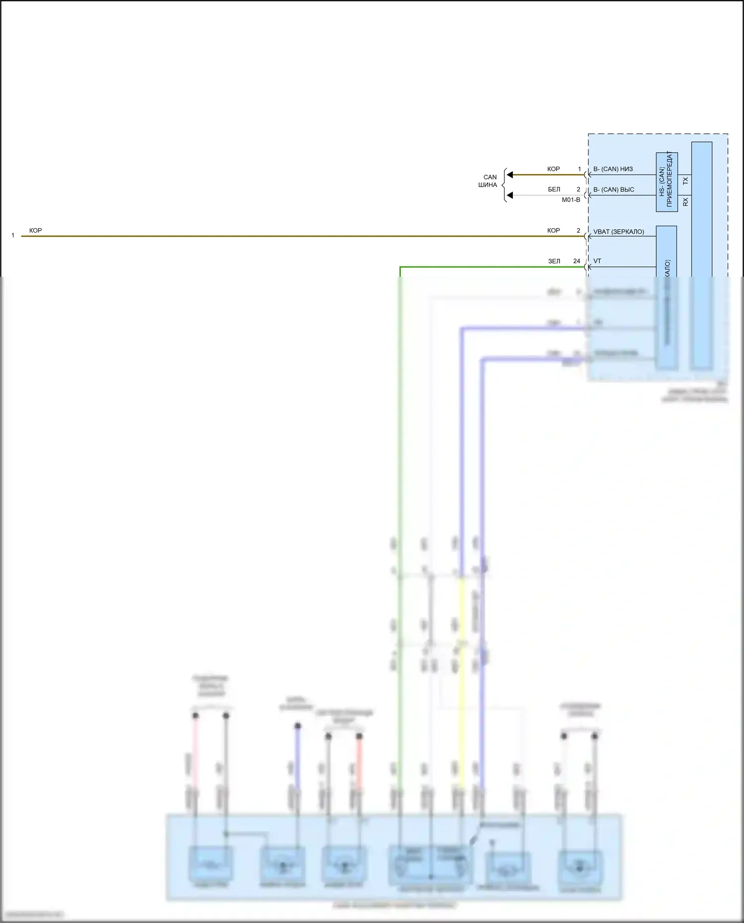 Stinger Kia I рестайлинг (2020-2024): Электросхема зеркала питания (2 из 2) 