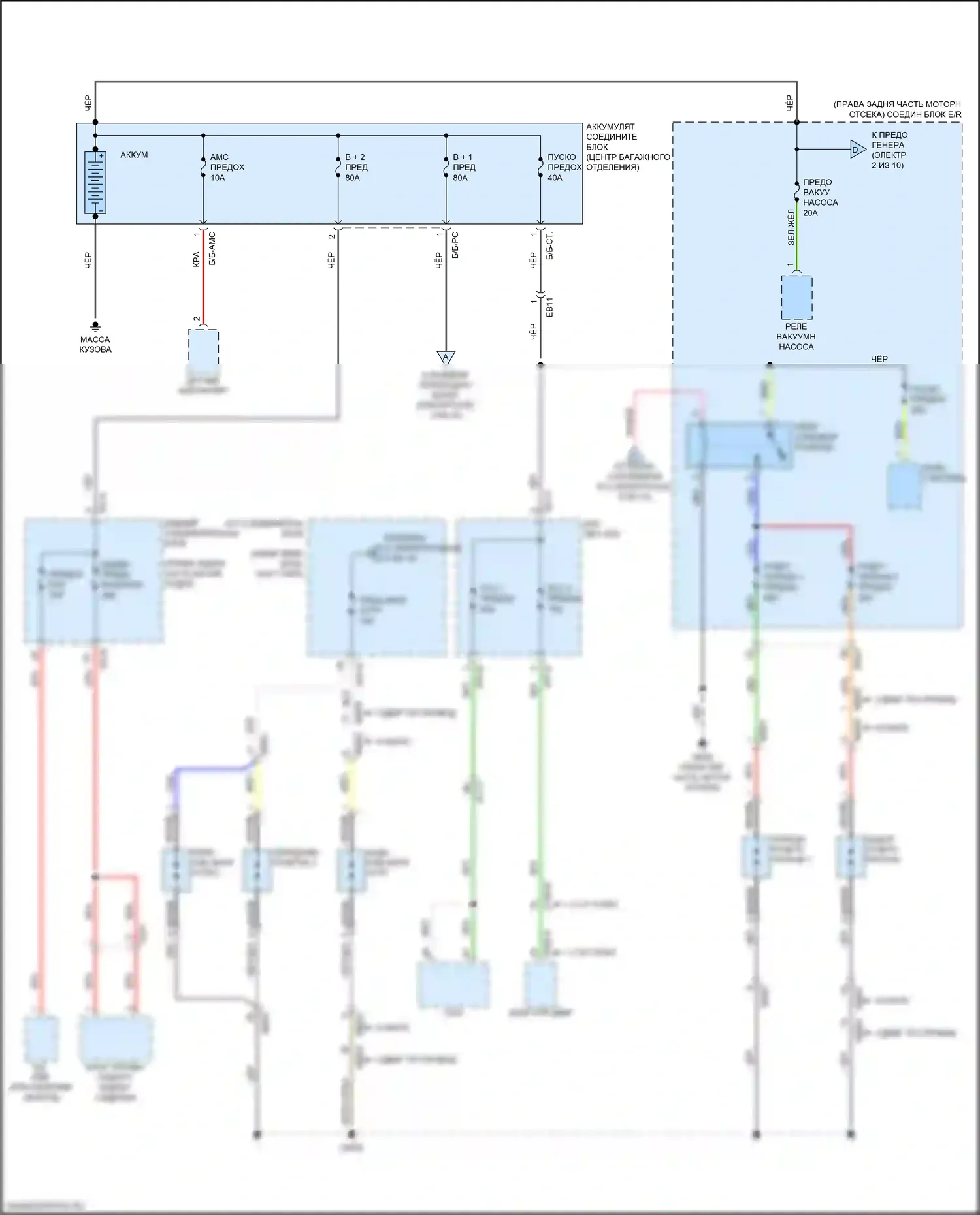 Stinger Kia I (2017-2021): Электросхема блока предохранителей реле (1 из 10) 