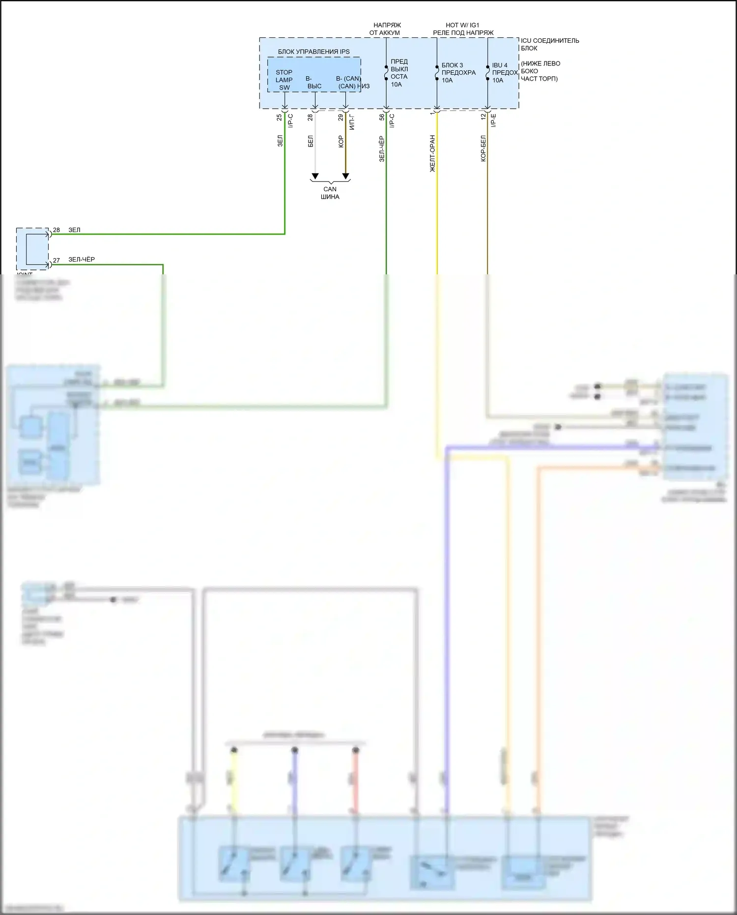 Stinger Kia I (2017-2021): Электросхема блокировки селектора 