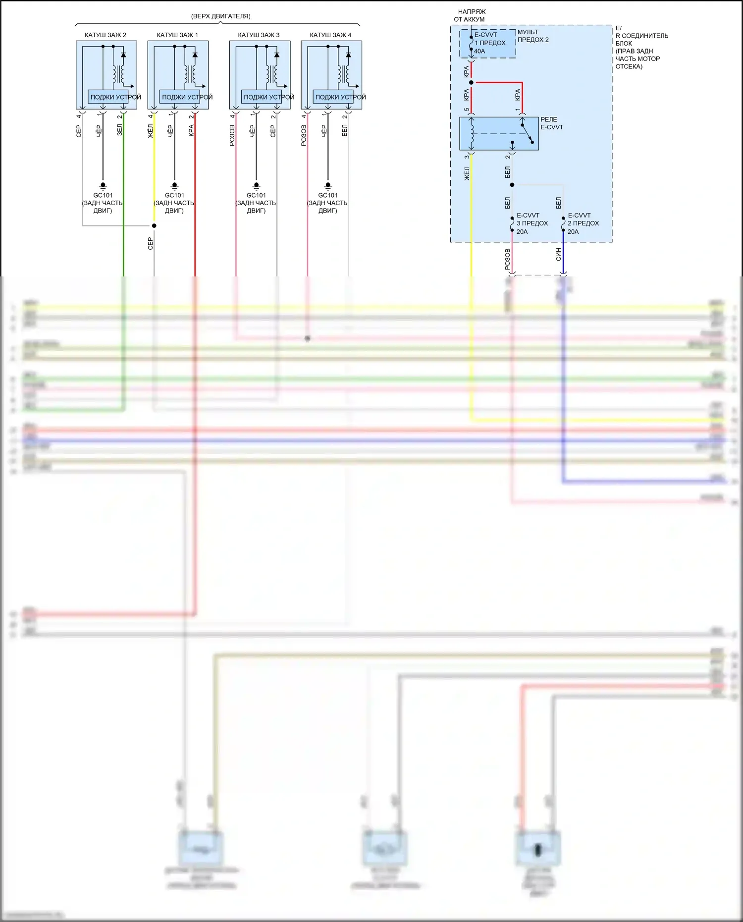 Stinger Kia I (2017-2021): Электросхема двигатель 2.0л турбо, электросхема органов управления двигателем (2 из 7) 