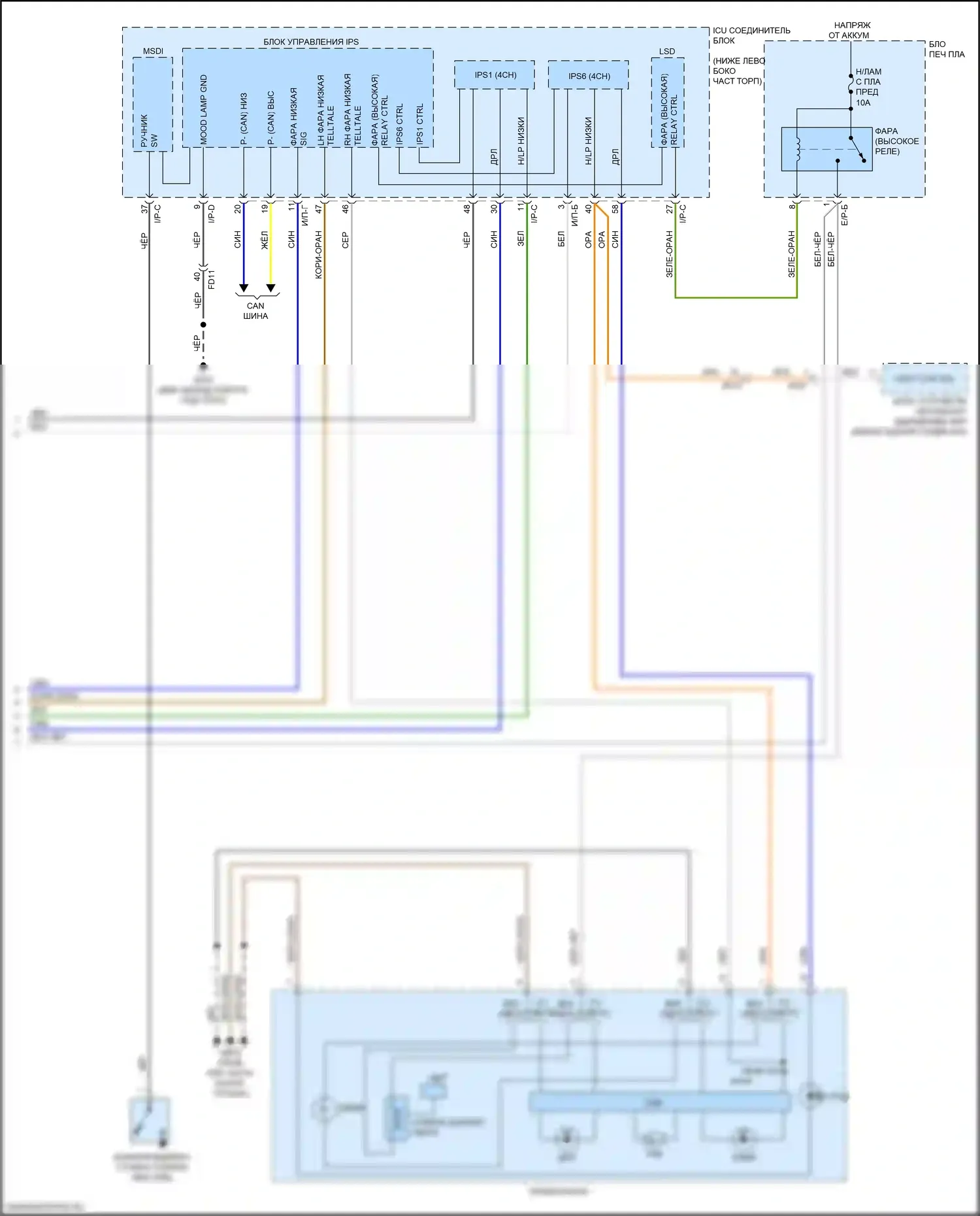 Stinger Kia I (2017-2021): Электросхема фар (3 из 3) 