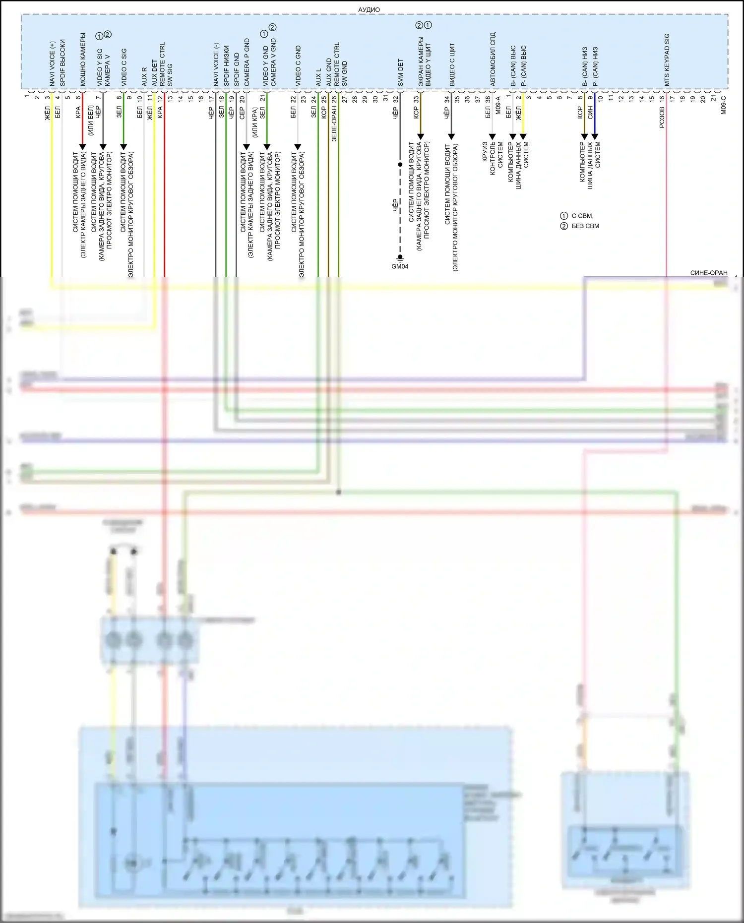 Stinger Kia I (2017-2021): Электросхема магнитолы, с усилителем mobis (3 из 4) 