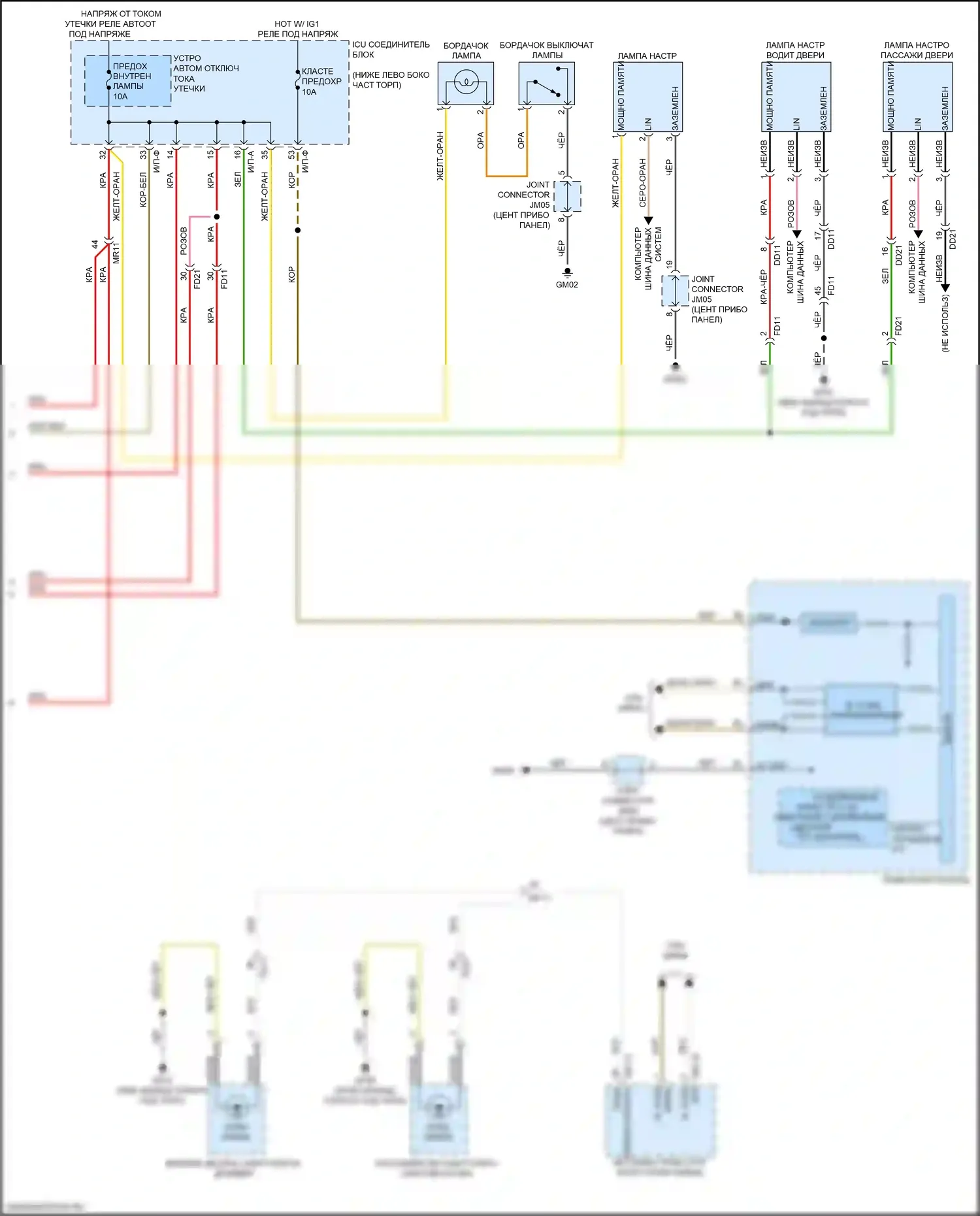 Stinger Kia I (2017-2021): Электросхема освещения салона (3 из 3) 
