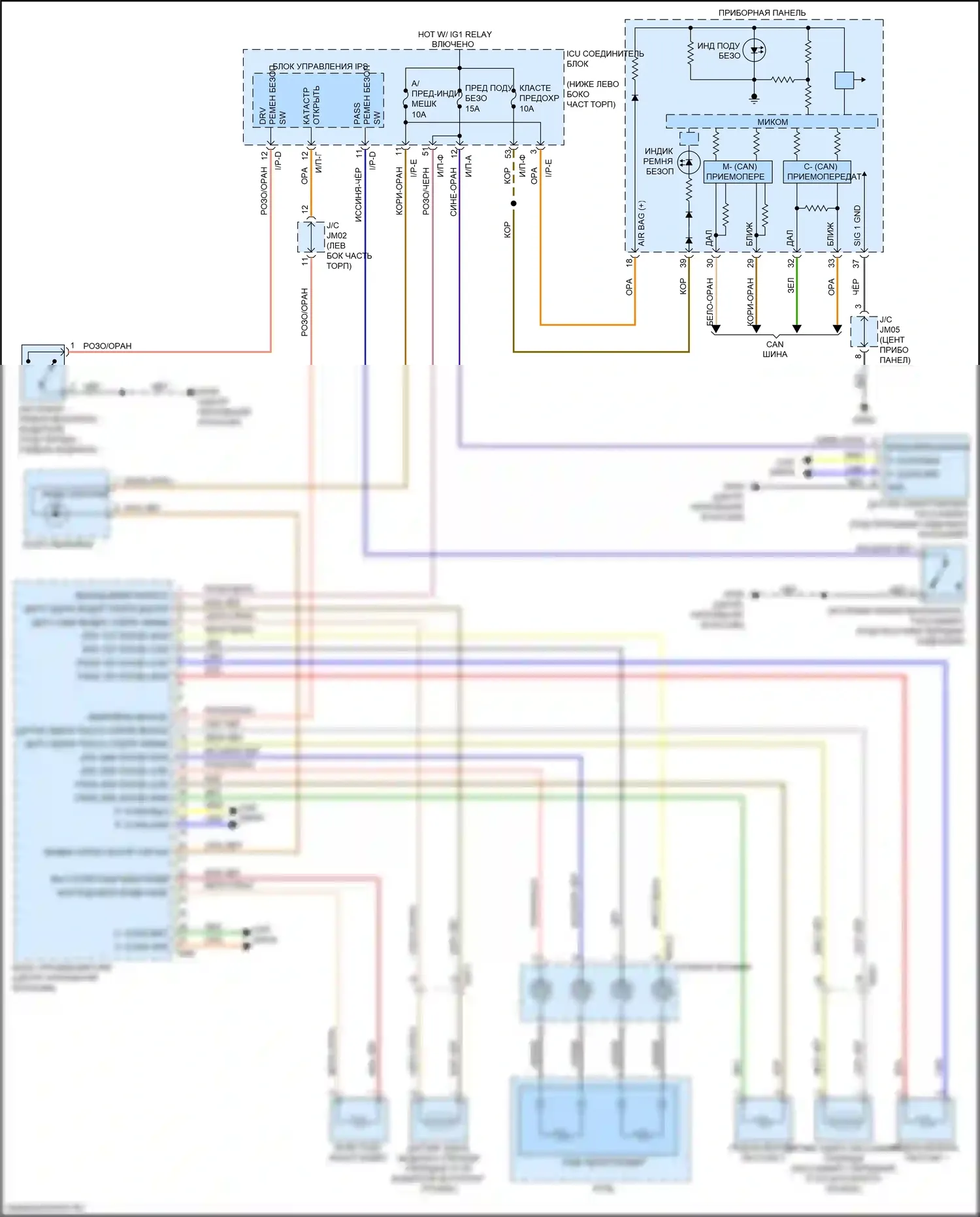 Stinger Kia I (2017-2021): Электросхема подушек безопасности (1 из 2) 