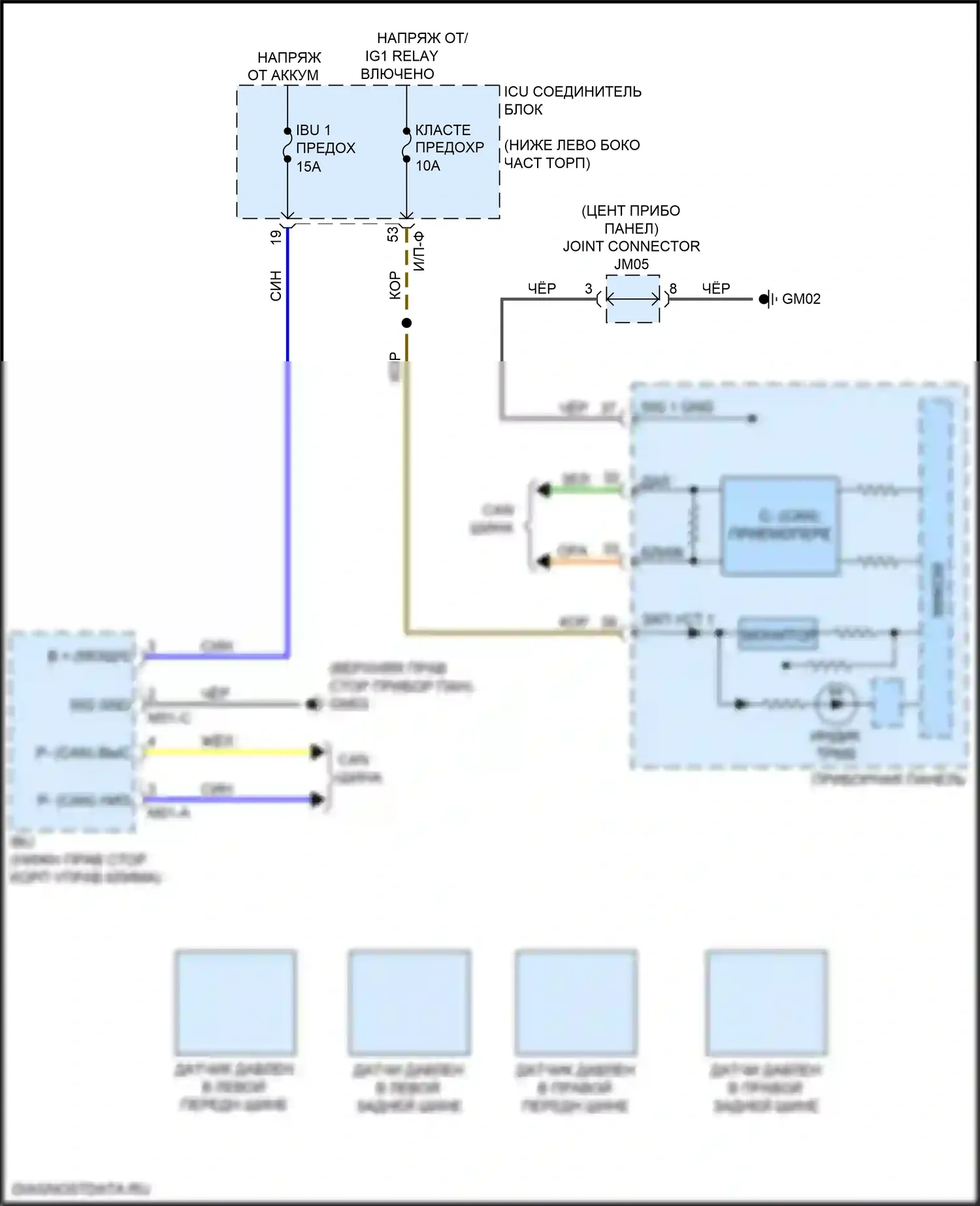 Stinger Kia I (2017-2021): Электросхема контроля давления в шинах 
