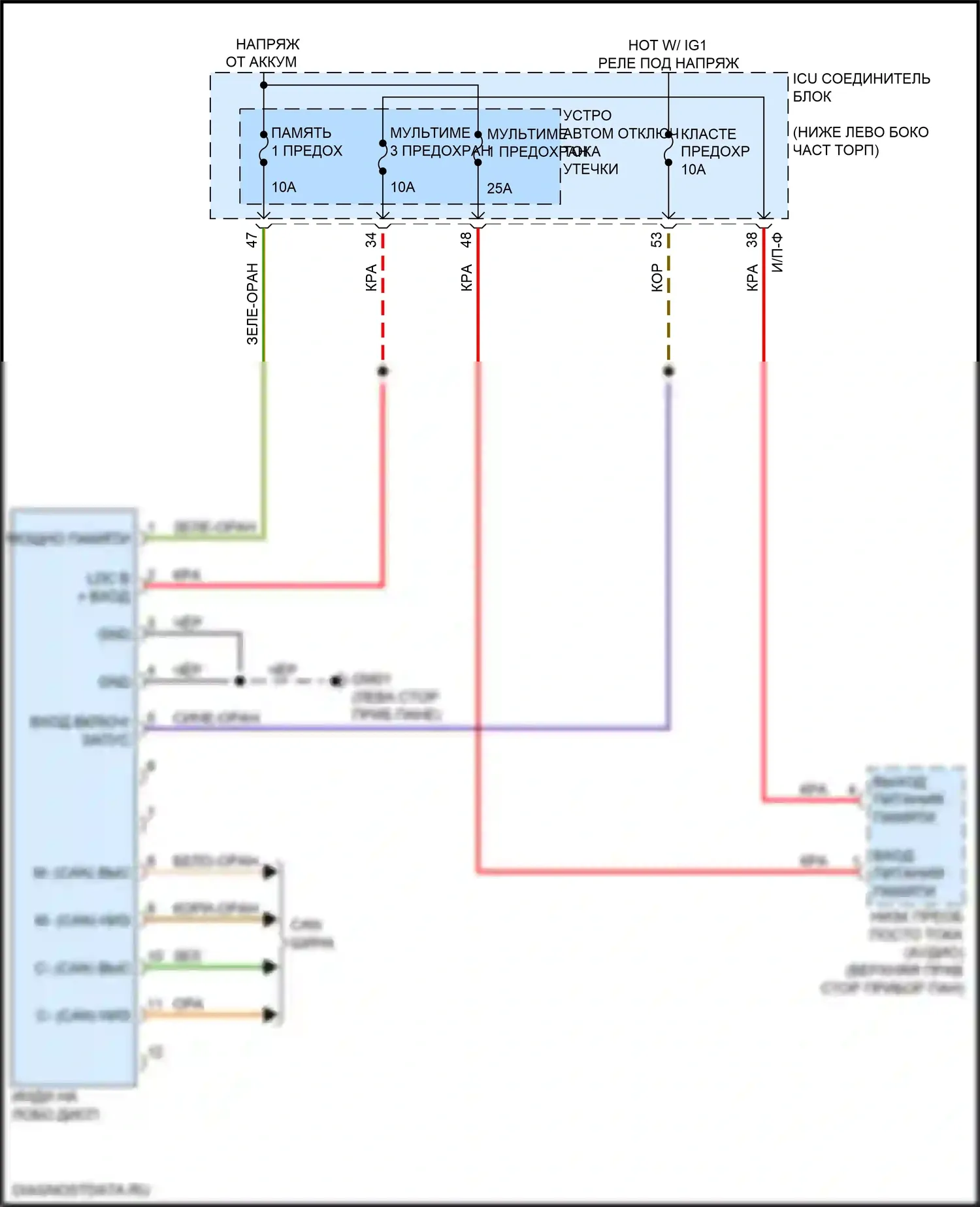 Stinger Kia I (2017-2021): Электросхема лобового дисплея 