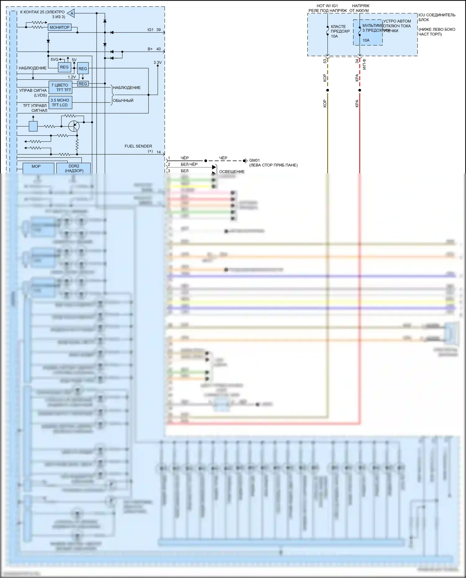 Stinger Kia I (2017-2021): Электросхема приборной панели (1 из 3) 