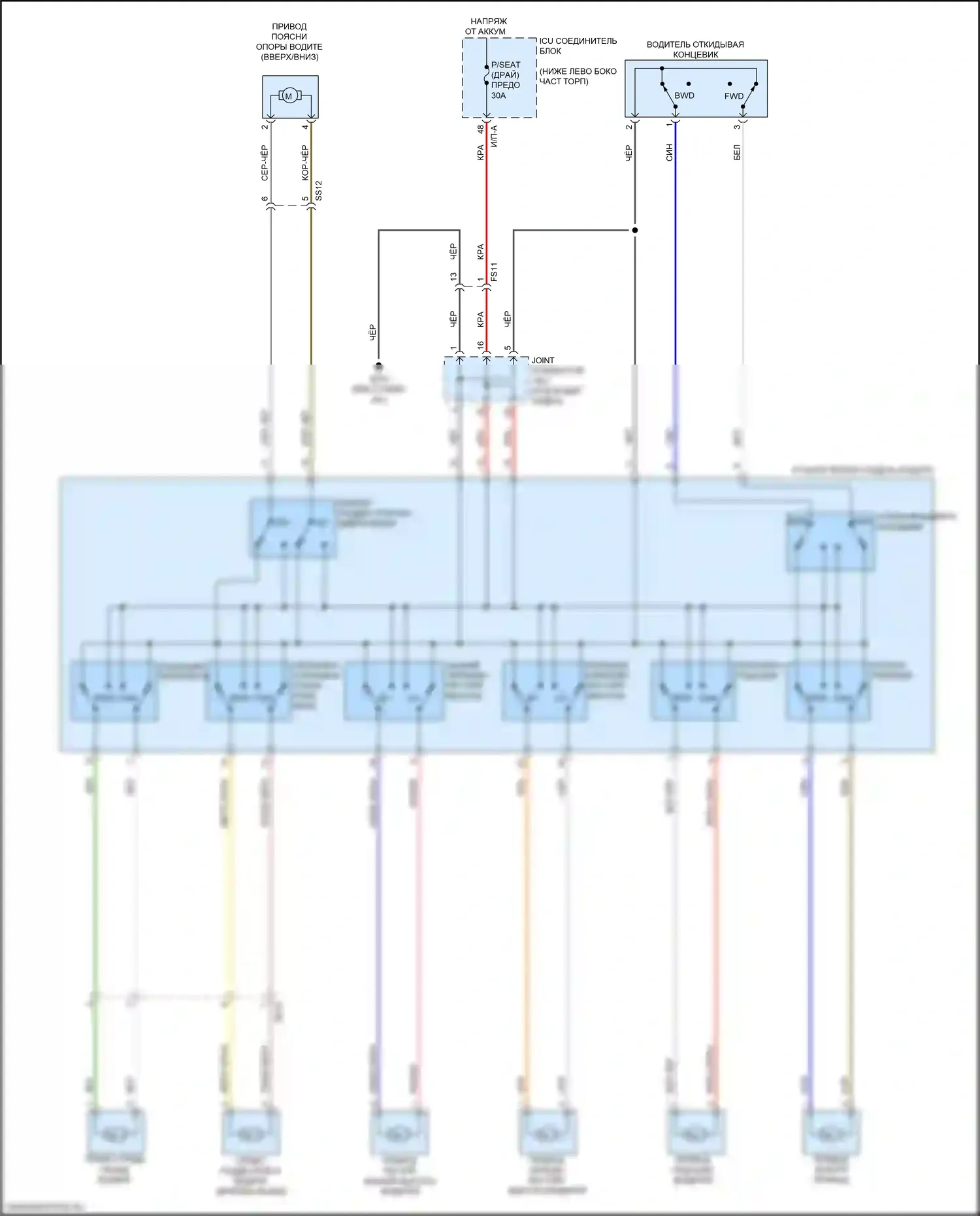 Stinger Kia I (2017-2021): Питание водительского сиденья электросхема 