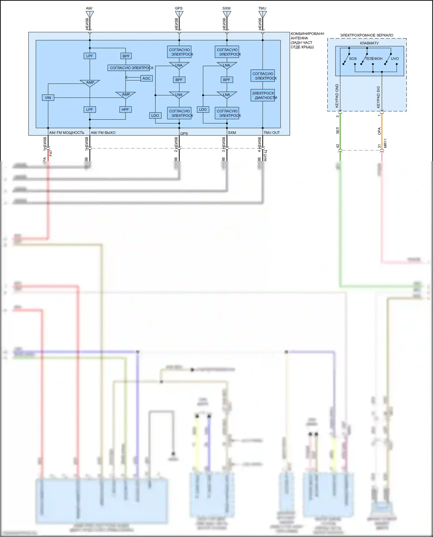 Stinger Kia I (2017-2021): Электросхема навигации, без усилителя (2 из 3) 