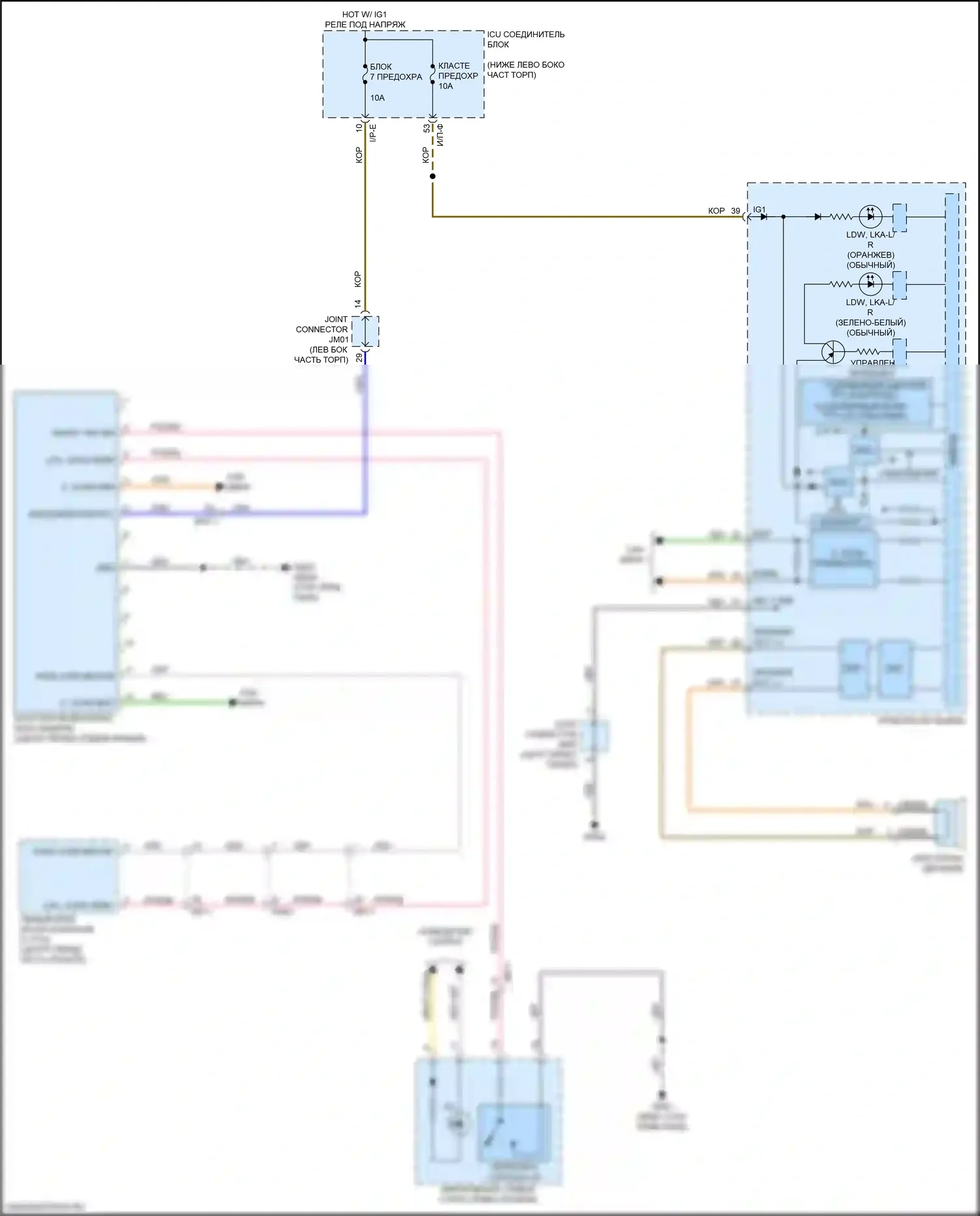 Stinger Kia I (2017-2021): Электросхема сигнализации о выезде с полосы движения 