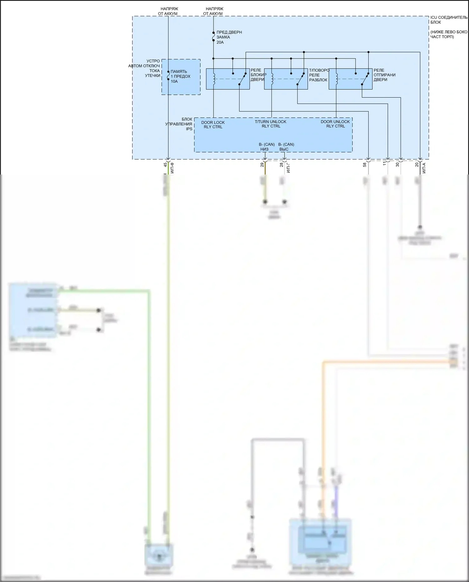 Stinger Kia I (2017-2021): Электросхема центрального замка (1 из 3) 
