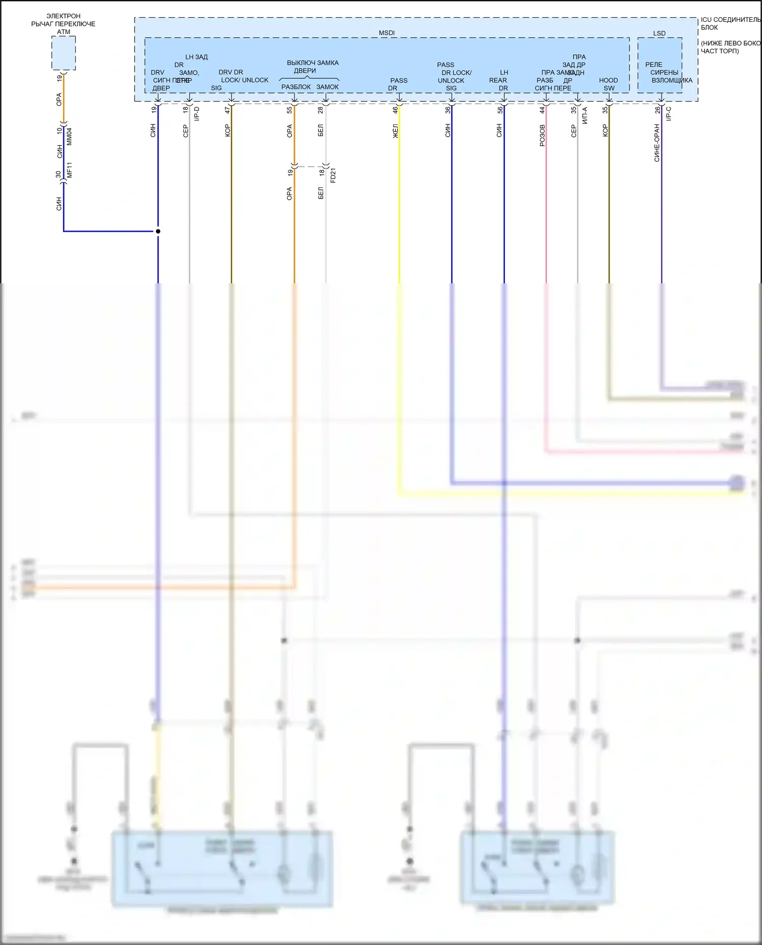 Stinger Kia I (2017-2021): Электросхема центрального замка (2 из 3) 