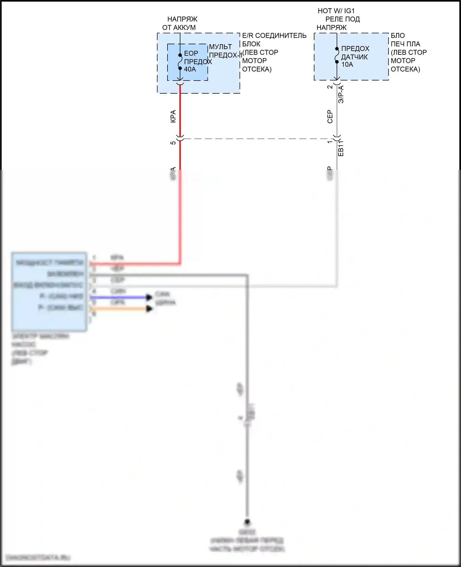 Telluride Kia I рестайлинг (2022-2024): Электросхема двигателя 3.8л, электросхема электропроводки масляного насоса 