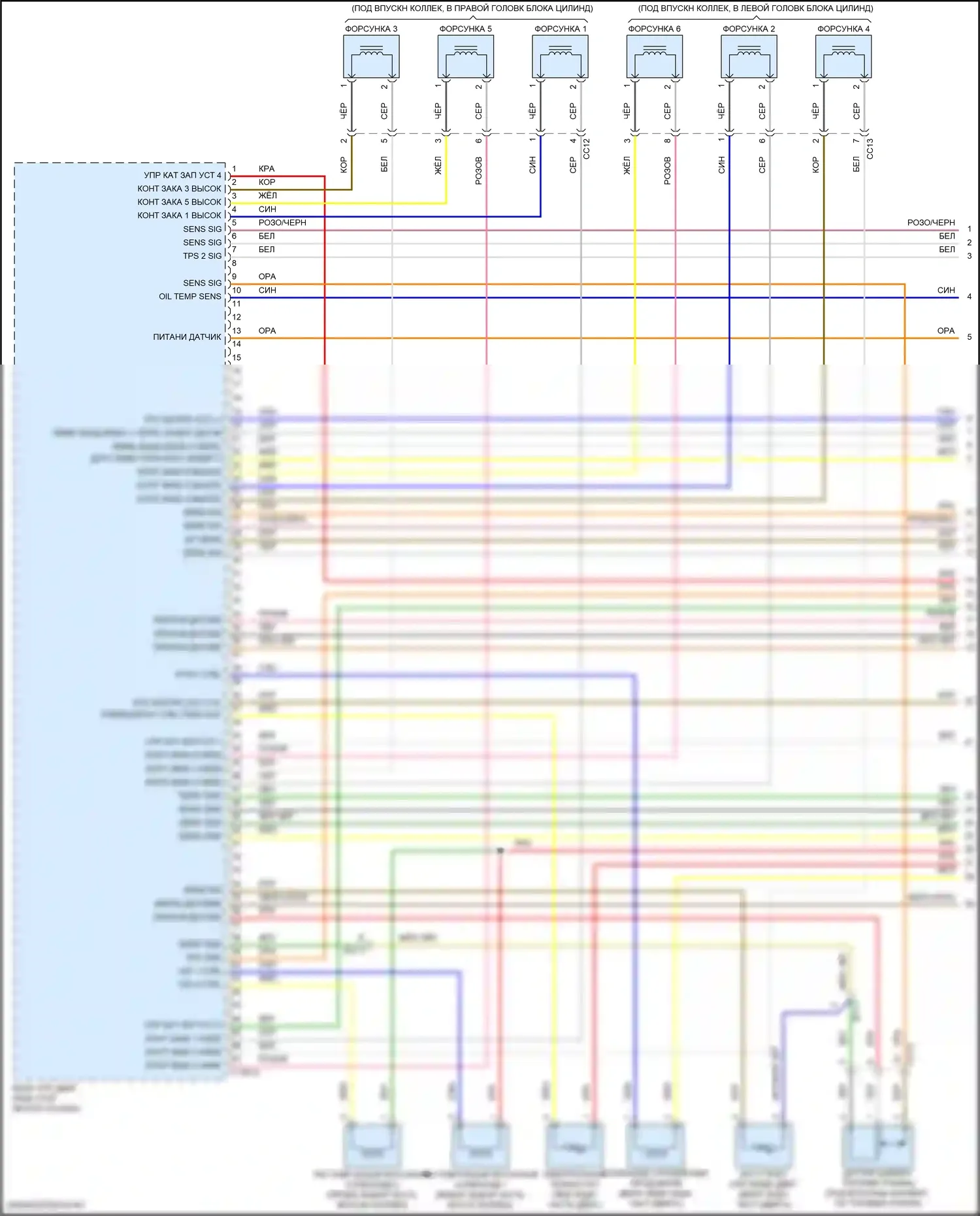 Telluride Kia I рестайлинг (2022-2024): Электросхема двигателя 3.8л, электросхема органов управления двигателем (1 из 8) 