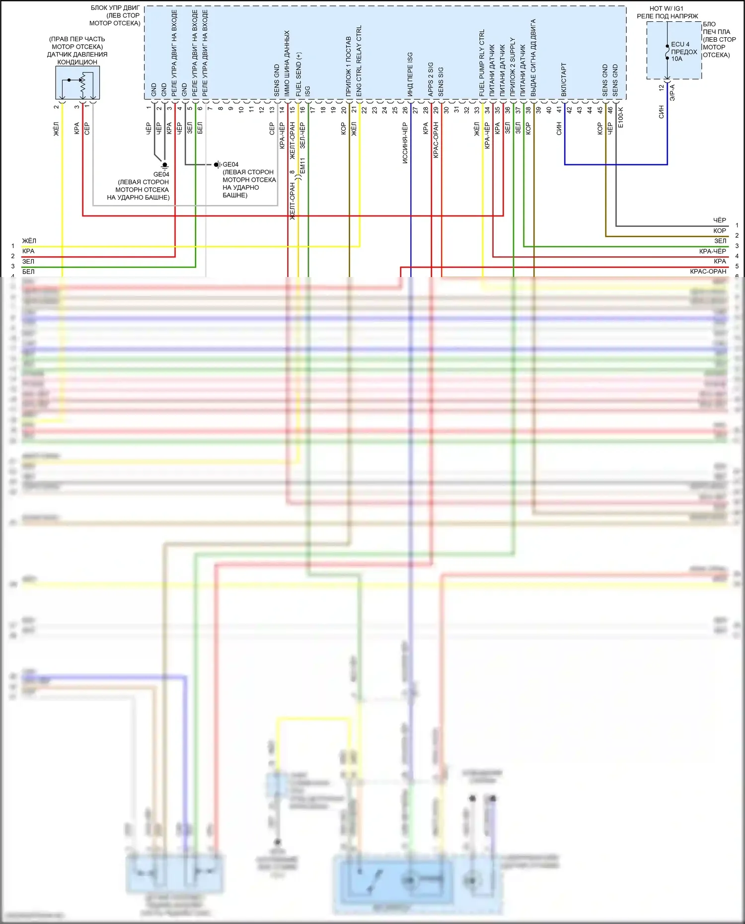 Telluride Kia I рестайлинг (2022-2024): Электросхема двигателя 3.8l, электросхема органов управления двигателем (5 из 8) 