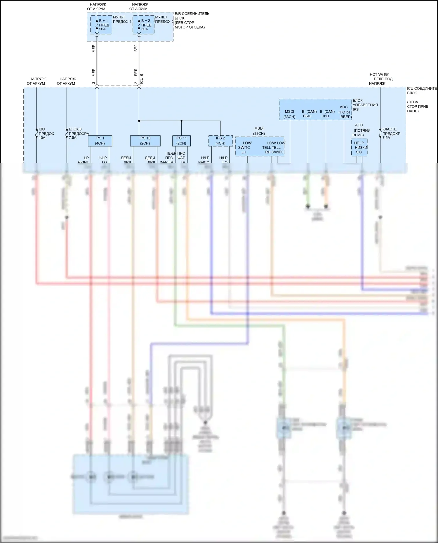 Telluride Kia I рестайлинг (2022-2024): Электросхема автоламп (1 из 3) 