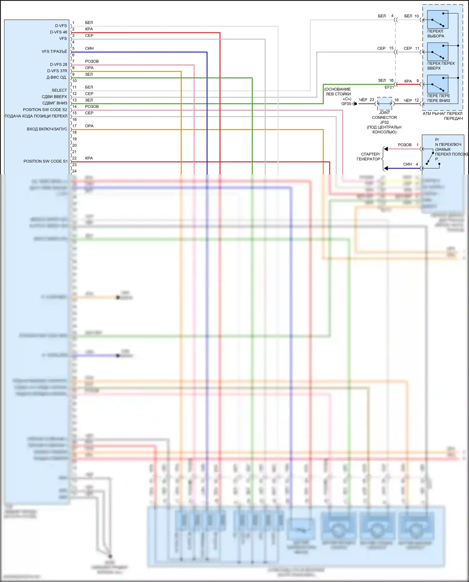 Telluride Kia I рестайлинг (2022-2024): Электросхема автоматической коробки передач (1 из 2) 