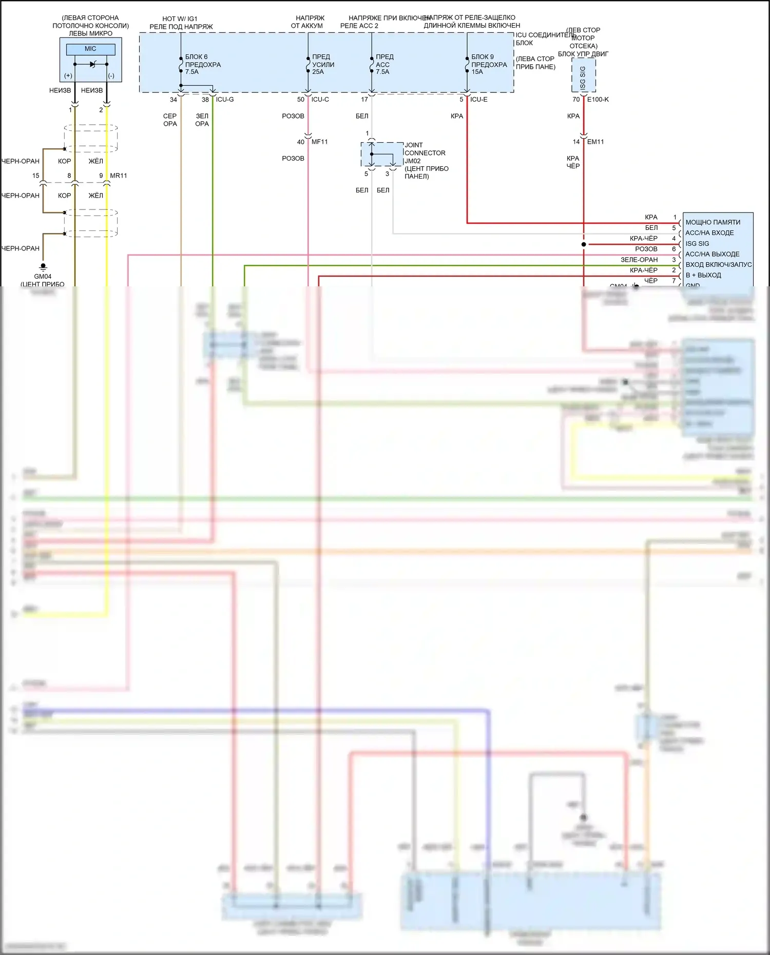 Telluride Kia I рестайлинг (2022-2024): Электросхема магнитолы, с усилителем (2 из 6) 
