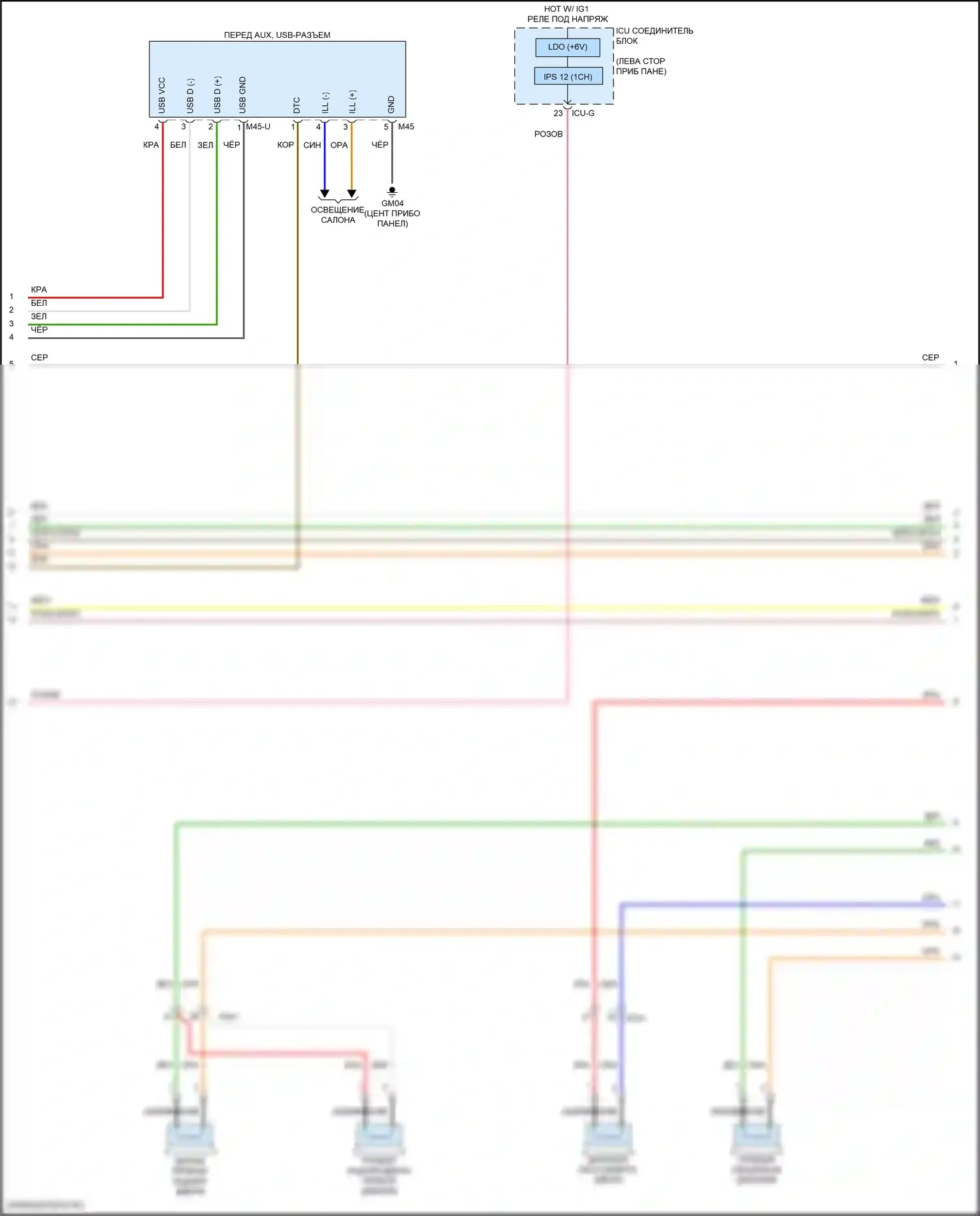 Telluride Kia I рестайлинг (2022-2024): Электросхема магнитолы, с усилителем (5 из 6) 