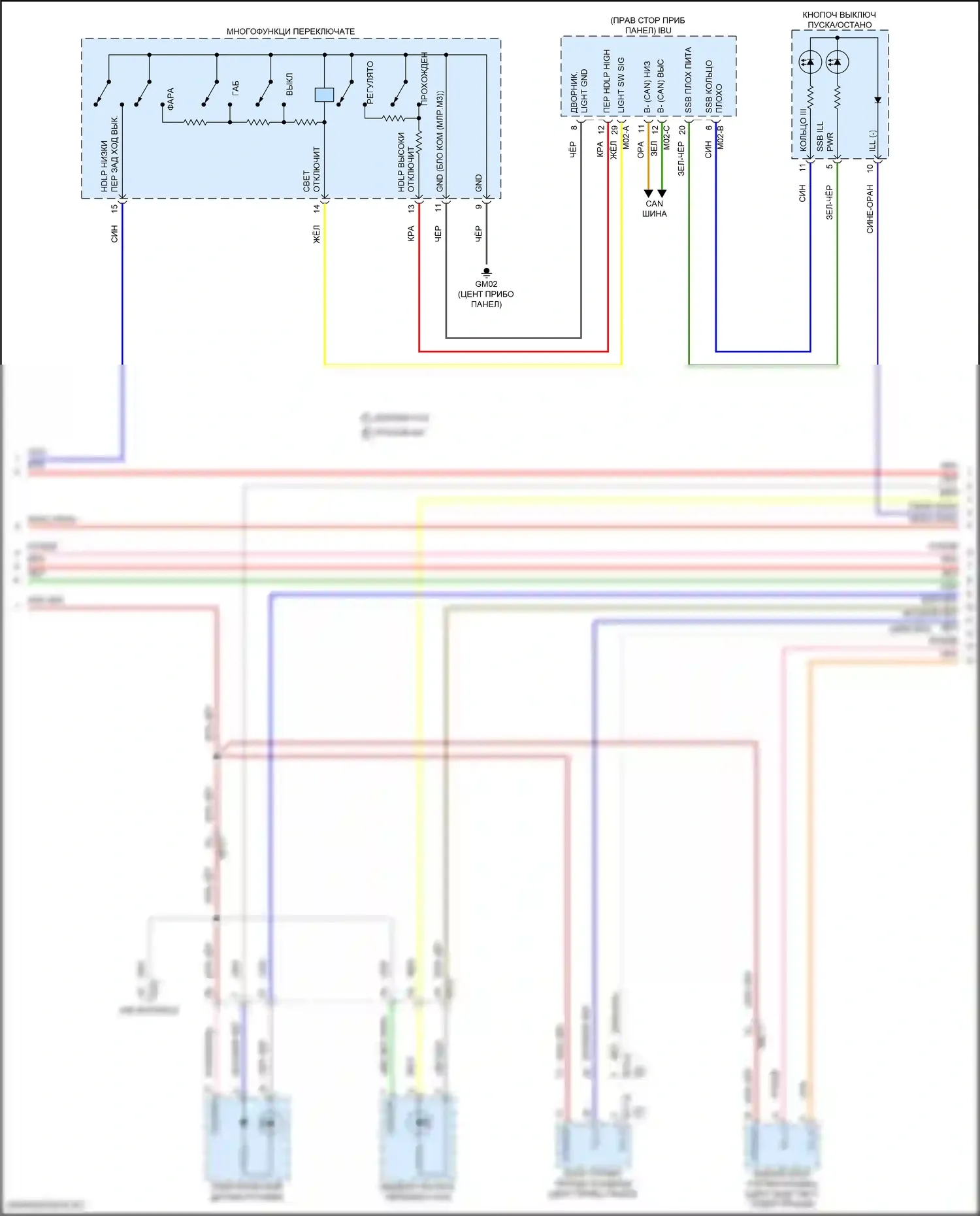 Telluride Kia I рестайлинг (2022-2024): Электросхема подсветки приборной панели (2 из 4) 