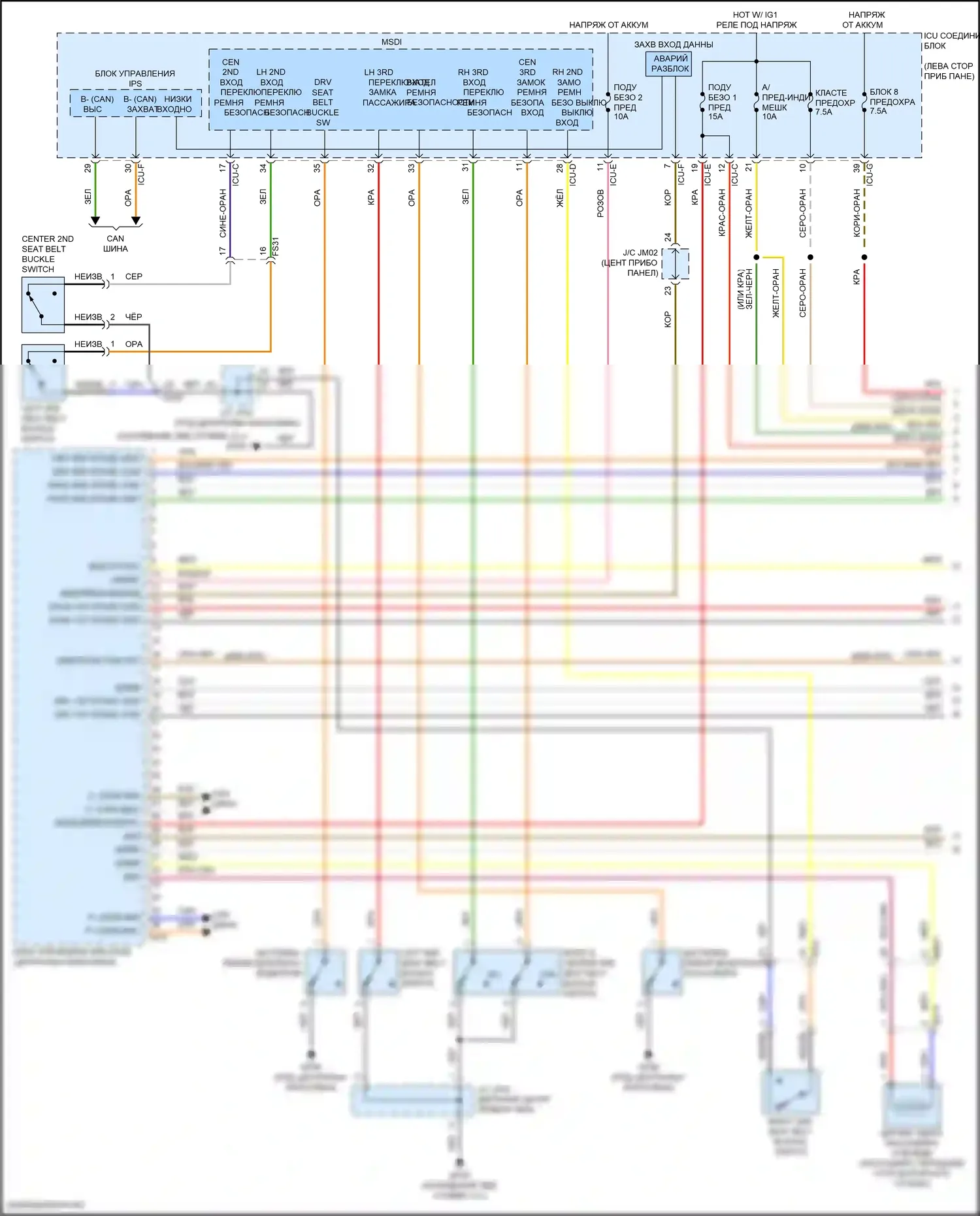 Telluride Kia I рестайлинг (2022-2024): Электросхема подушек безопасности (1 из 3) 