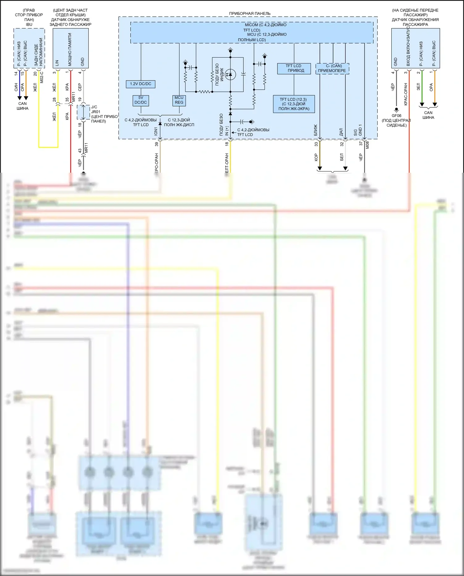 Telluride Kia I рестайлинг (2022-2024): Электросхема подушек безопасности (2 из 3) 