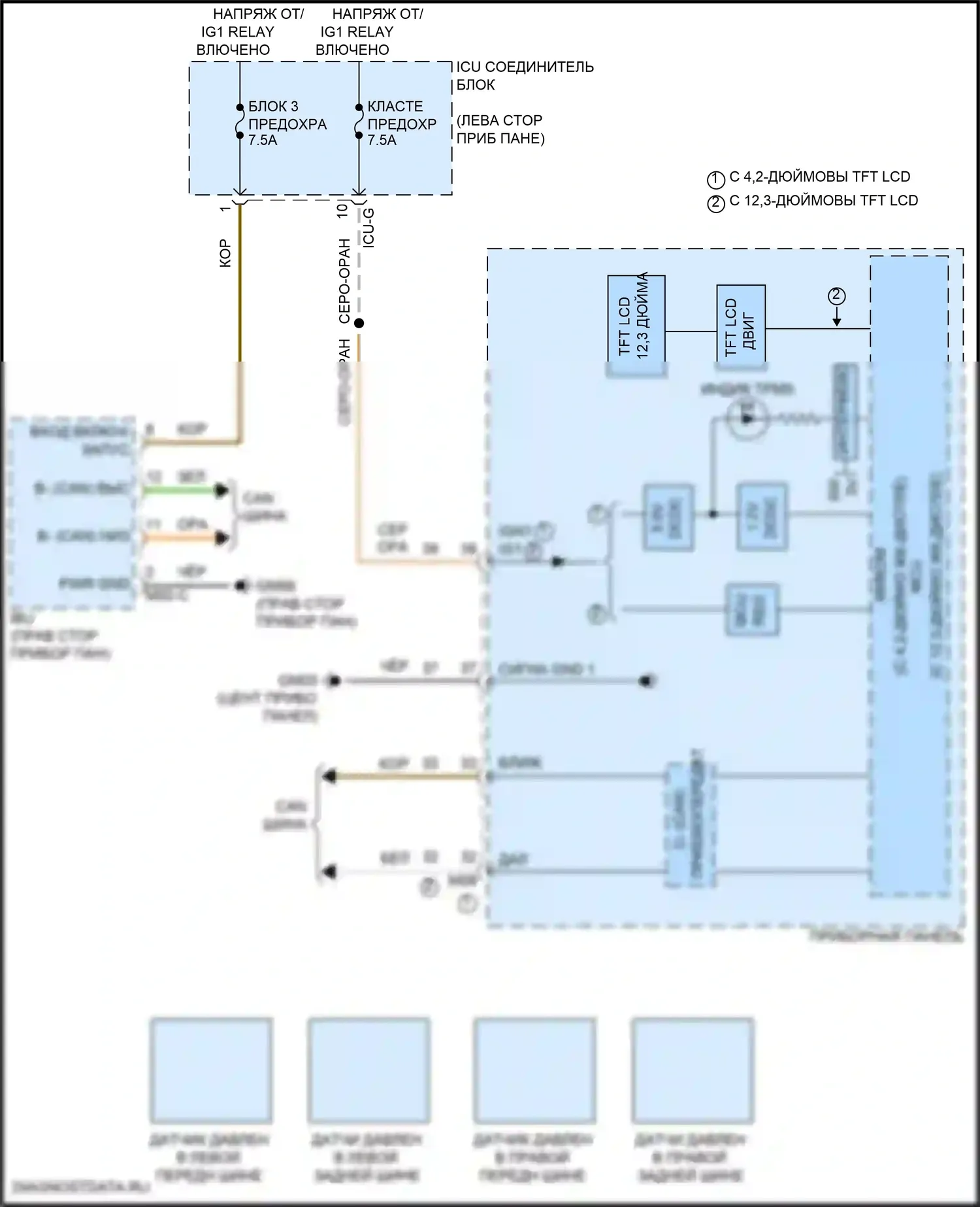 Telluride Kia I рестайлинг (2022-2024): Электросхема контроля давления в шинах 