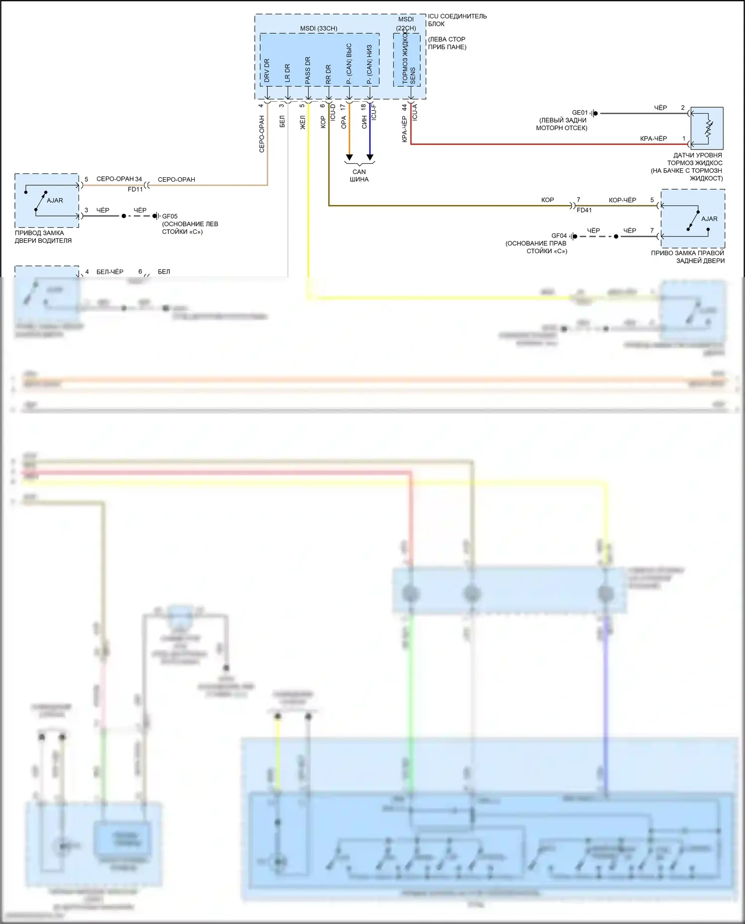 Telluride Kia I рестайлинг (2022-2024): Электросхема приборной панели, с 12,3-дюймовым жк-дисплеем (2 из 3) 