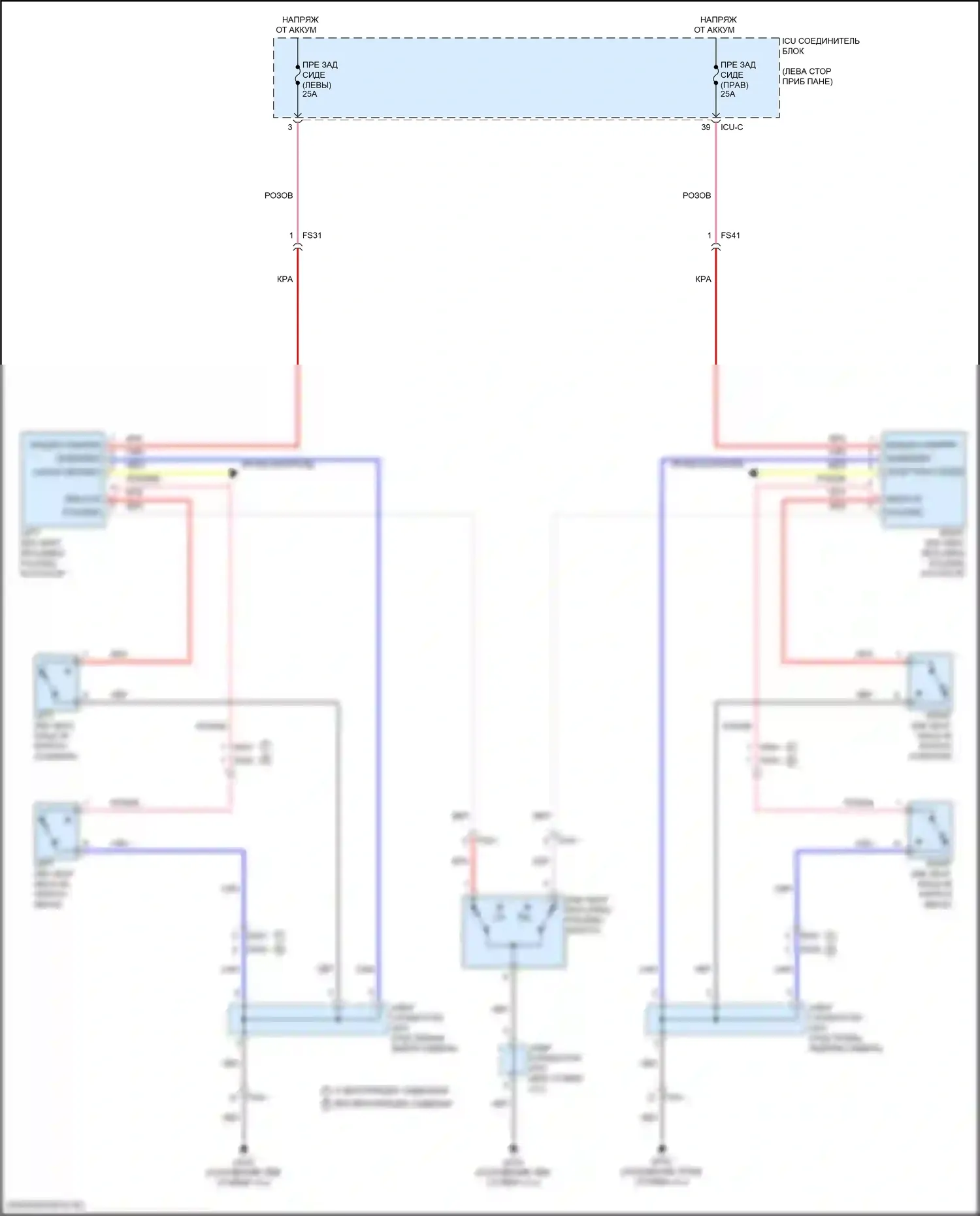 Telluride Kia I рестайлинг (2022-2024): Электросхема сидений второго ряда 