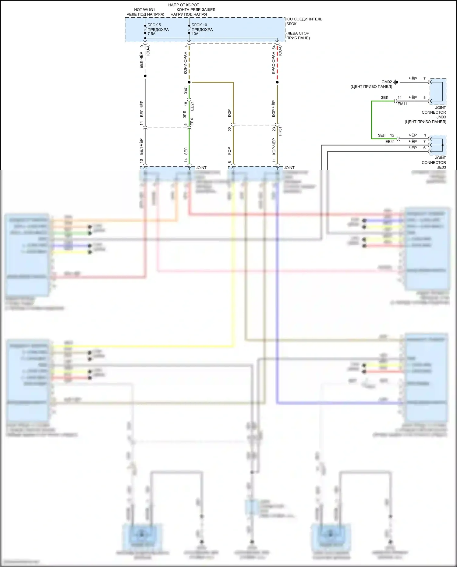 Telluride Kia I рестайлинг (2022-2024): Электросхема информационной системы в слепой зоне 