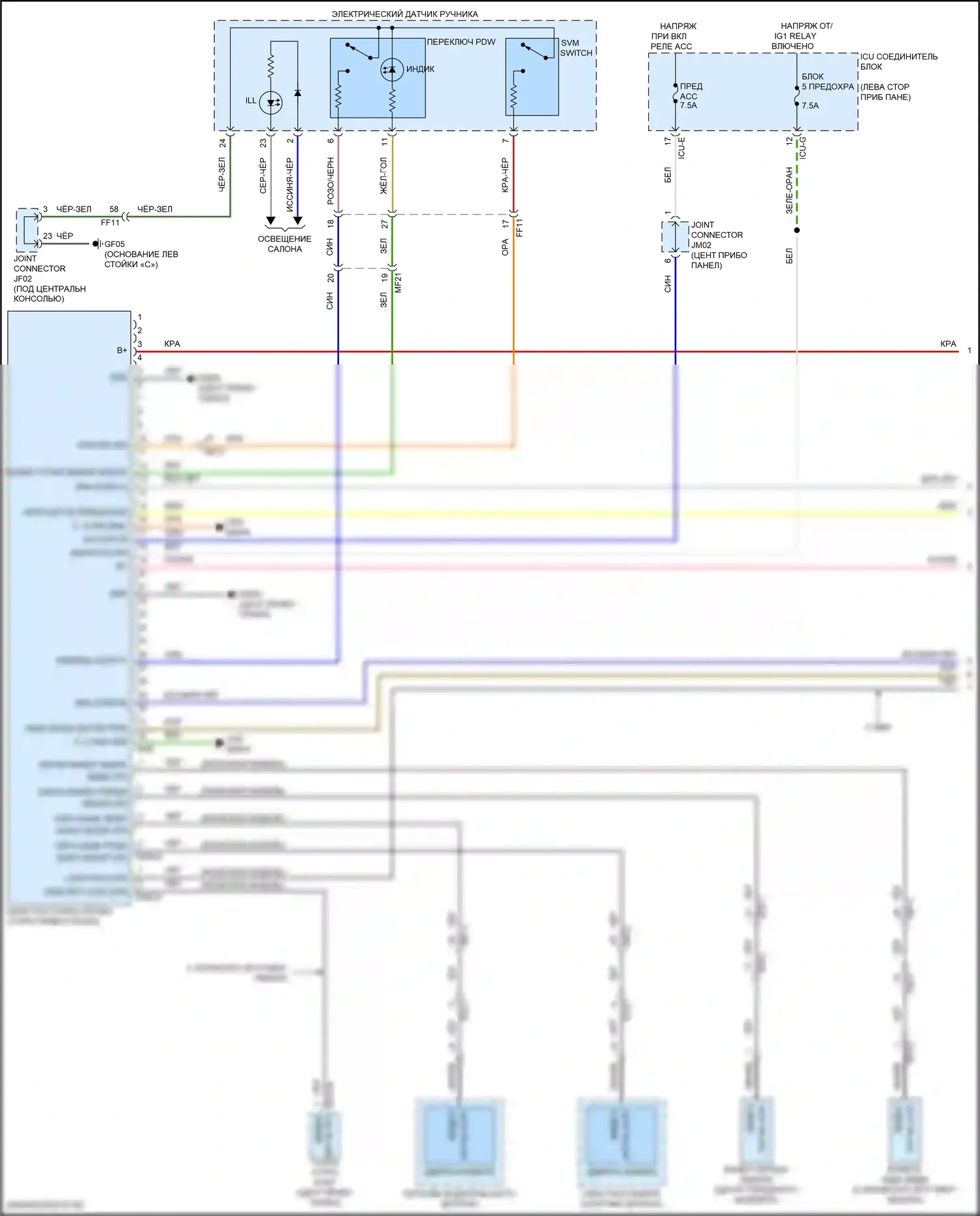 Telluride Kia I рестайлинг (2022-2024): Электросхема парктроника, с adas (1 из 3) 