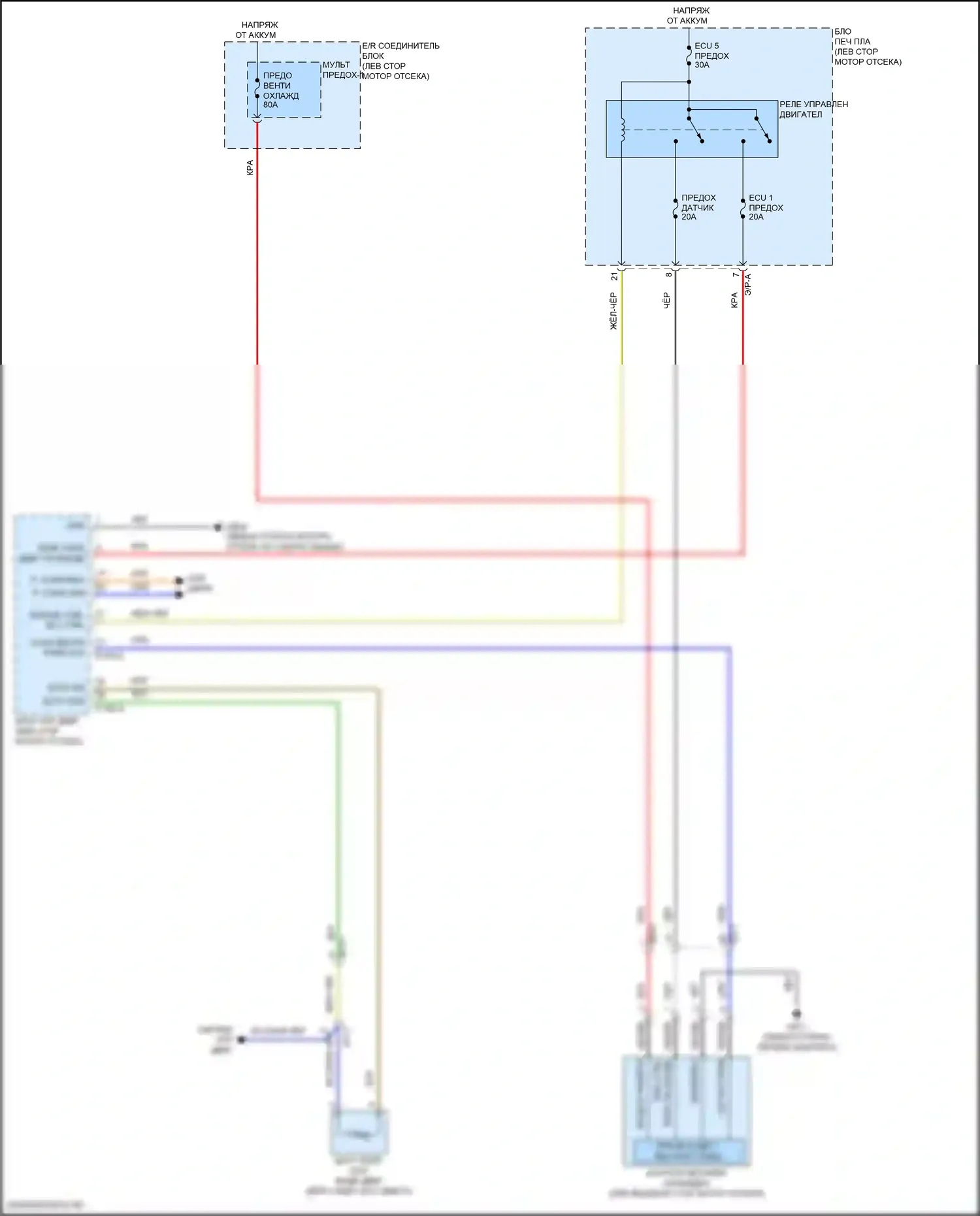 Telluride Kia I рестайлинг (2022-2024): Электросхема вентилятора охлаждения 