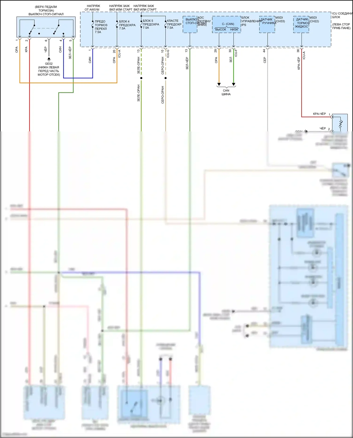 Telluride Kia I (2019-2022): Антиблокировочная электросхема тормозов, без epb (2 из 2) 