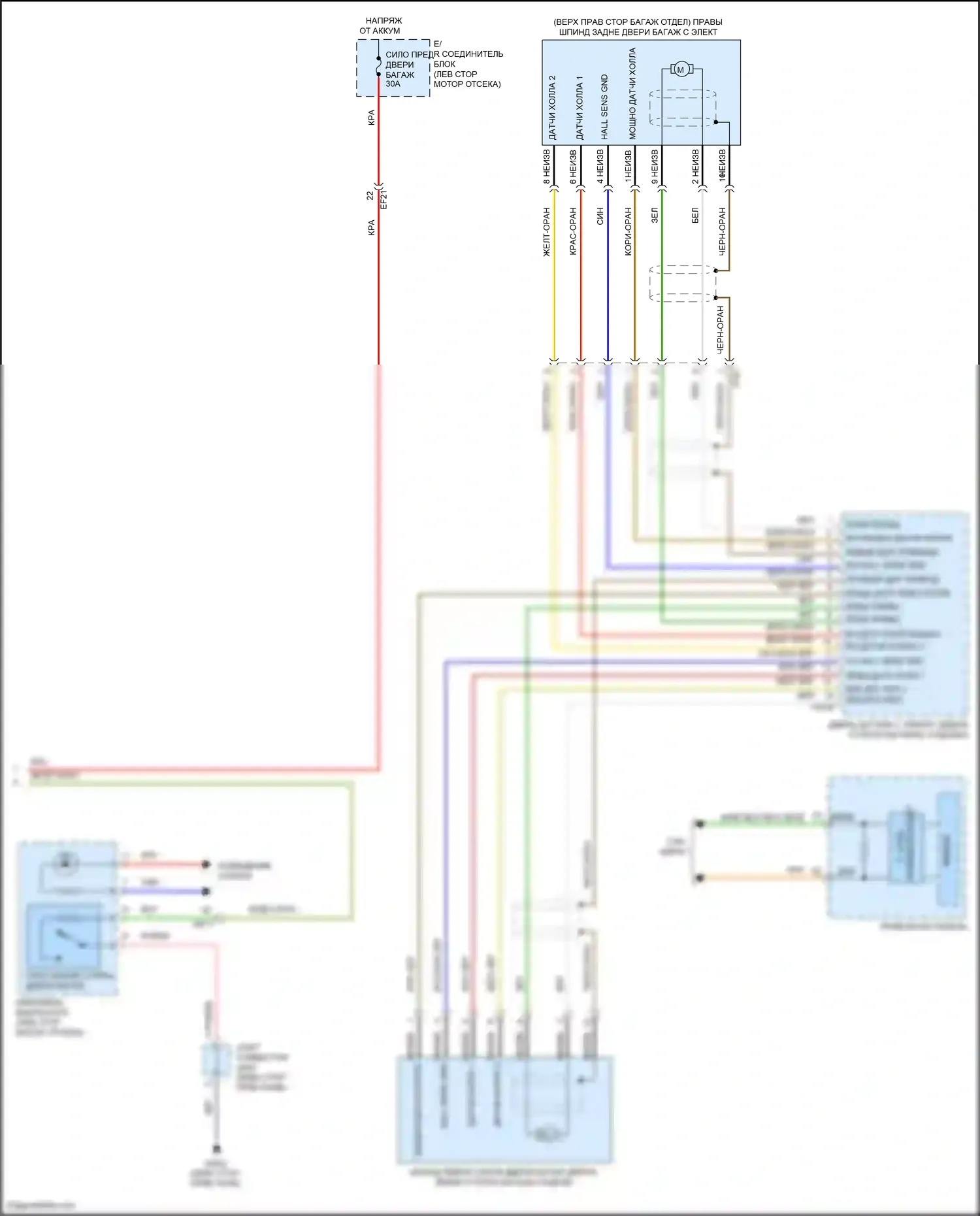 Telluride Kia I (2019-2022): Электросхема силовой двери багажника (2 из 2) 